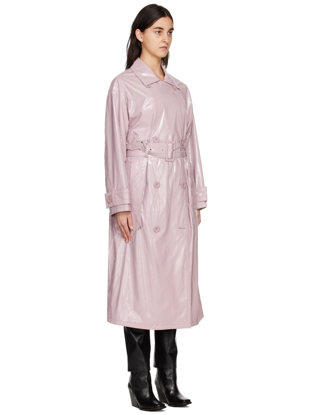 Pink Katharina Faux-Leather Trench Coat - 2