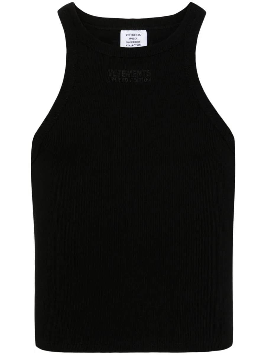 VETEMENTS LOGO COTTON TANK TOP - 1
