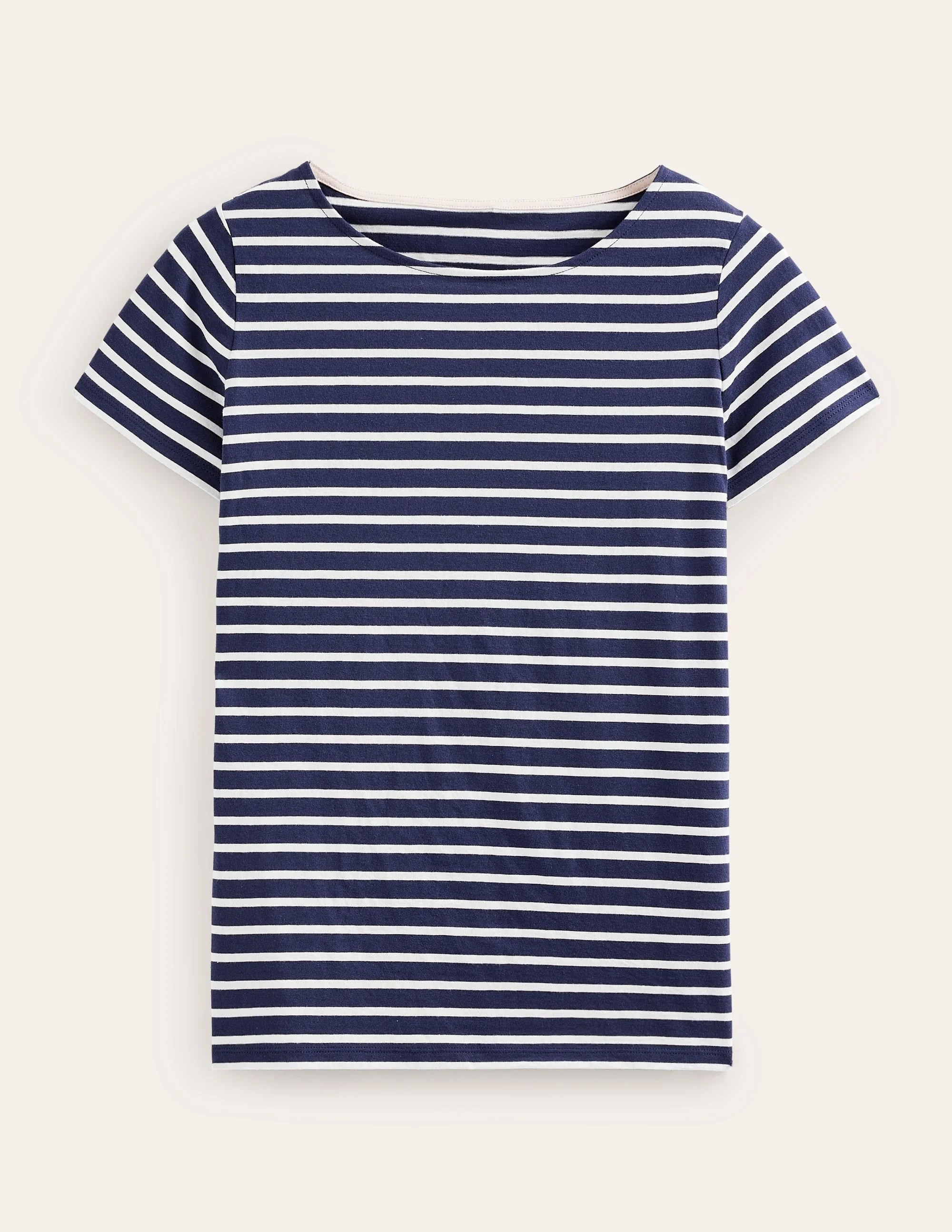 Ella Short Sleeve Breton-Navy, Ivory - 1
