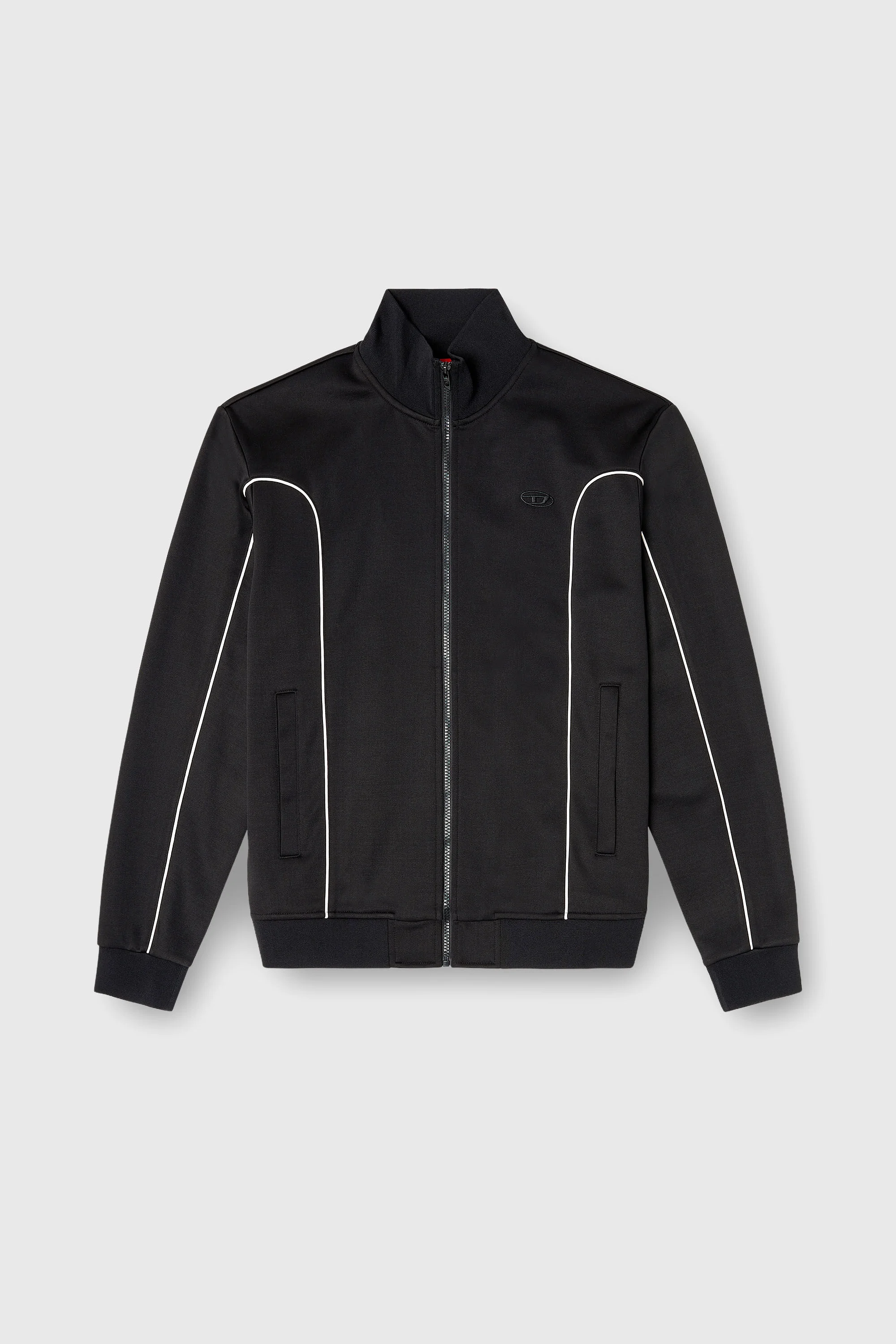 SWEAT FABRIC TRACK JACKET WITH CONTRAST PIPING - 1