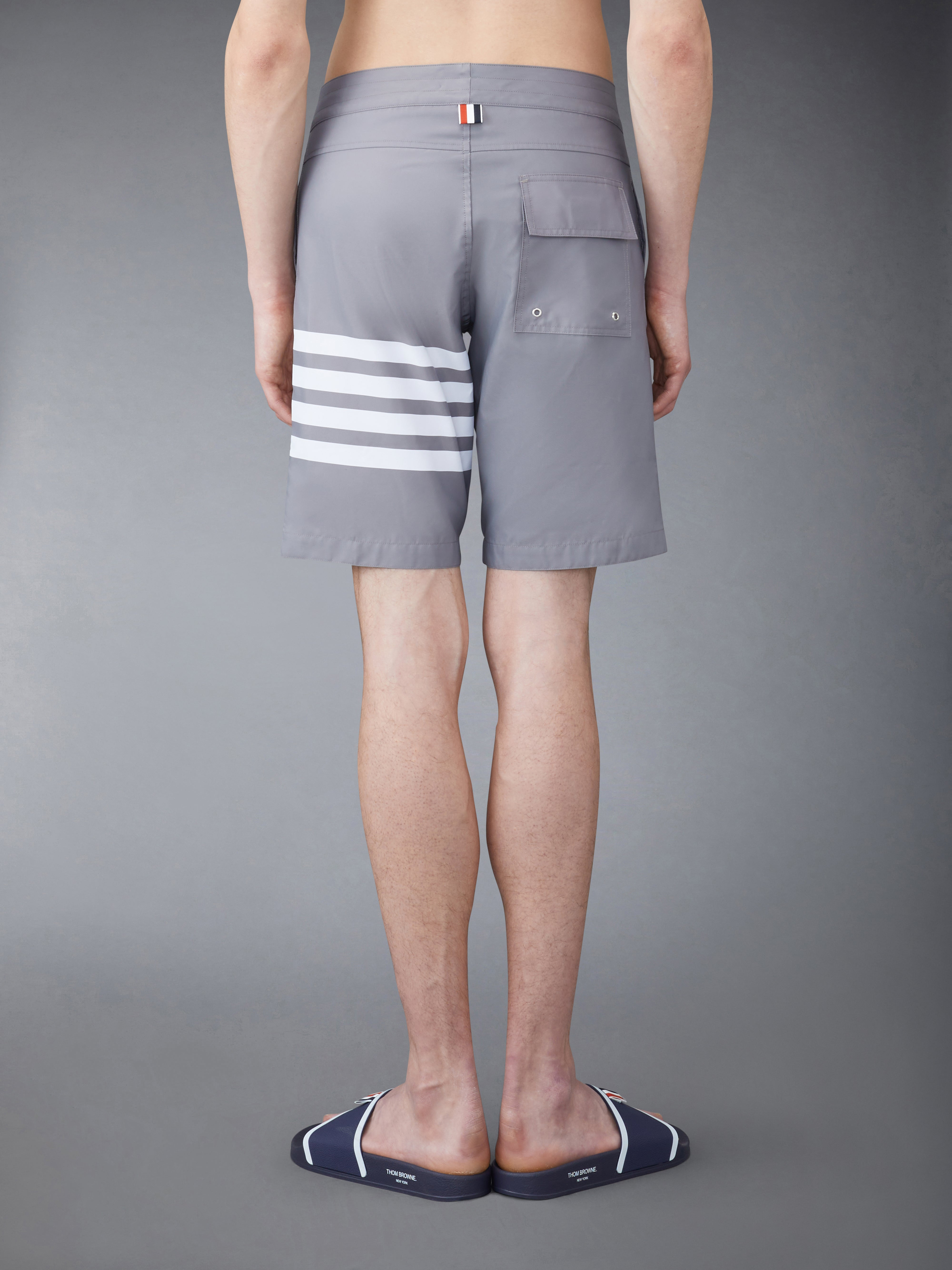 Medium Grey Swim Tech 4-Bar Drawstring Waist Board Short - 3