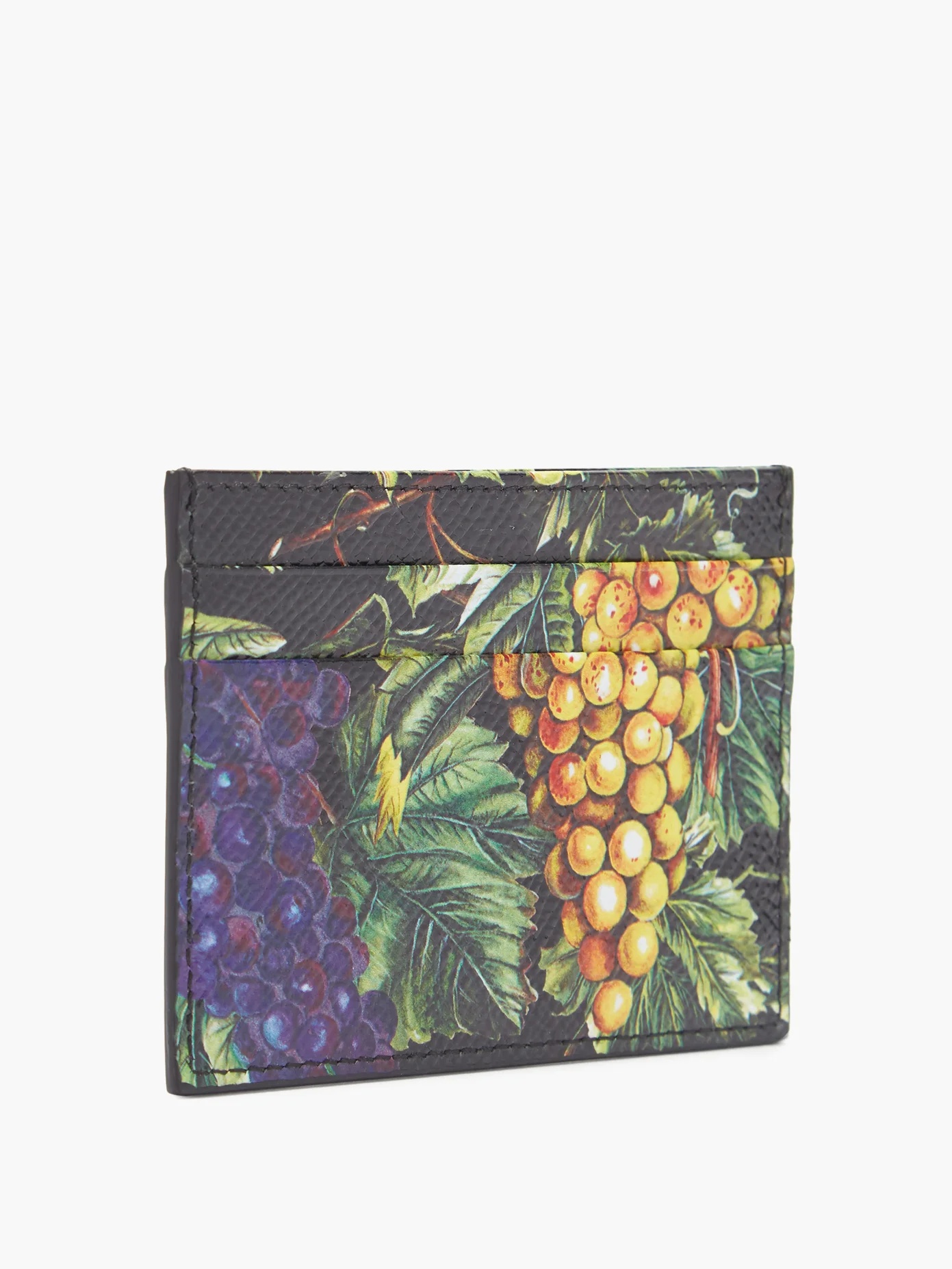 Grape-print grained-leather cardholder - 4