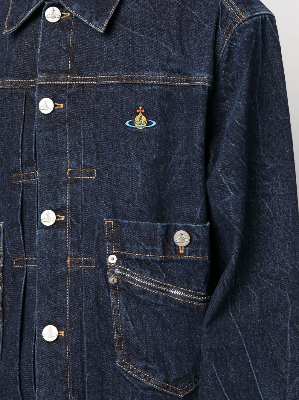 embroidered-orb detail denim jacket - 5