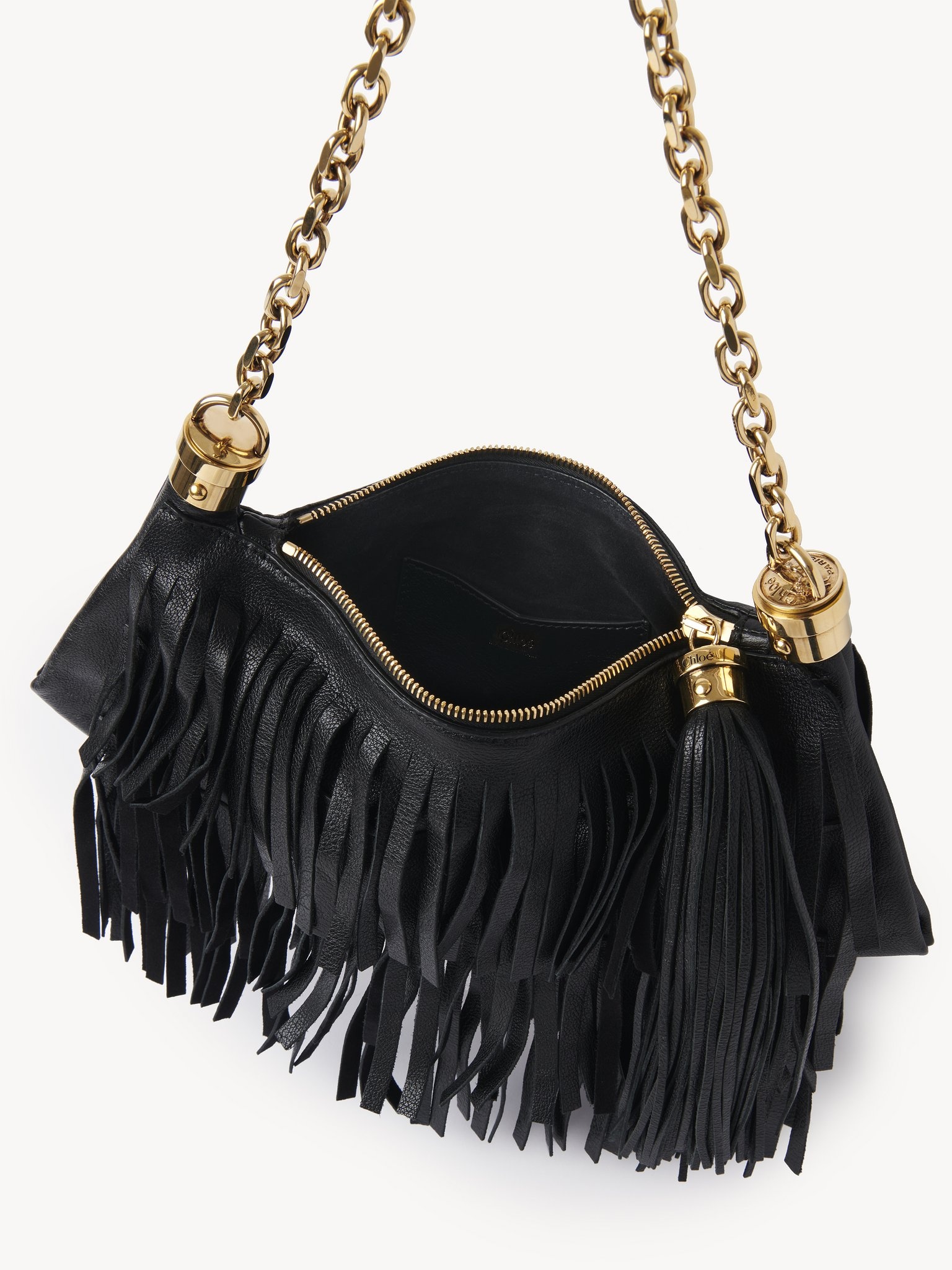 SMALL CHLOÉ FOULARD SHOULDER BAG IN FRINGED LEATHER - 5