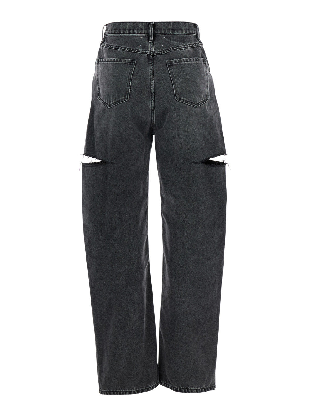 Maison Margiela Women Black Five-Pocket Style Jeans With Rips In Cotton Denim Woman - 2