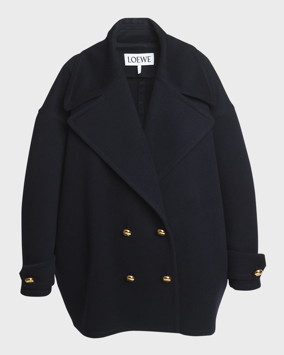 Pebble Double-Breasted Wool Peacoat - 1