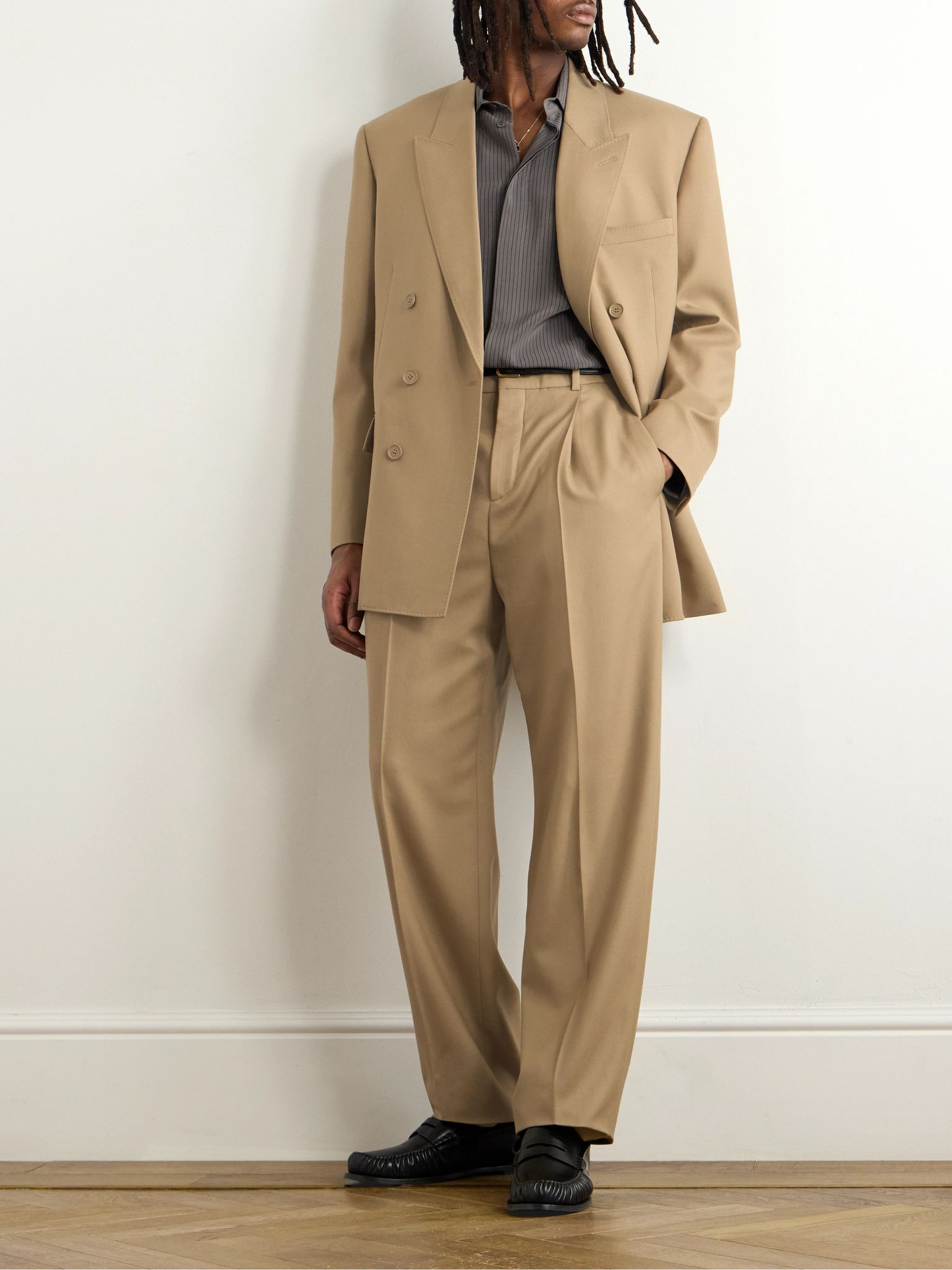 Double-Breasted Wool-Twill Blazer Neutral - 2