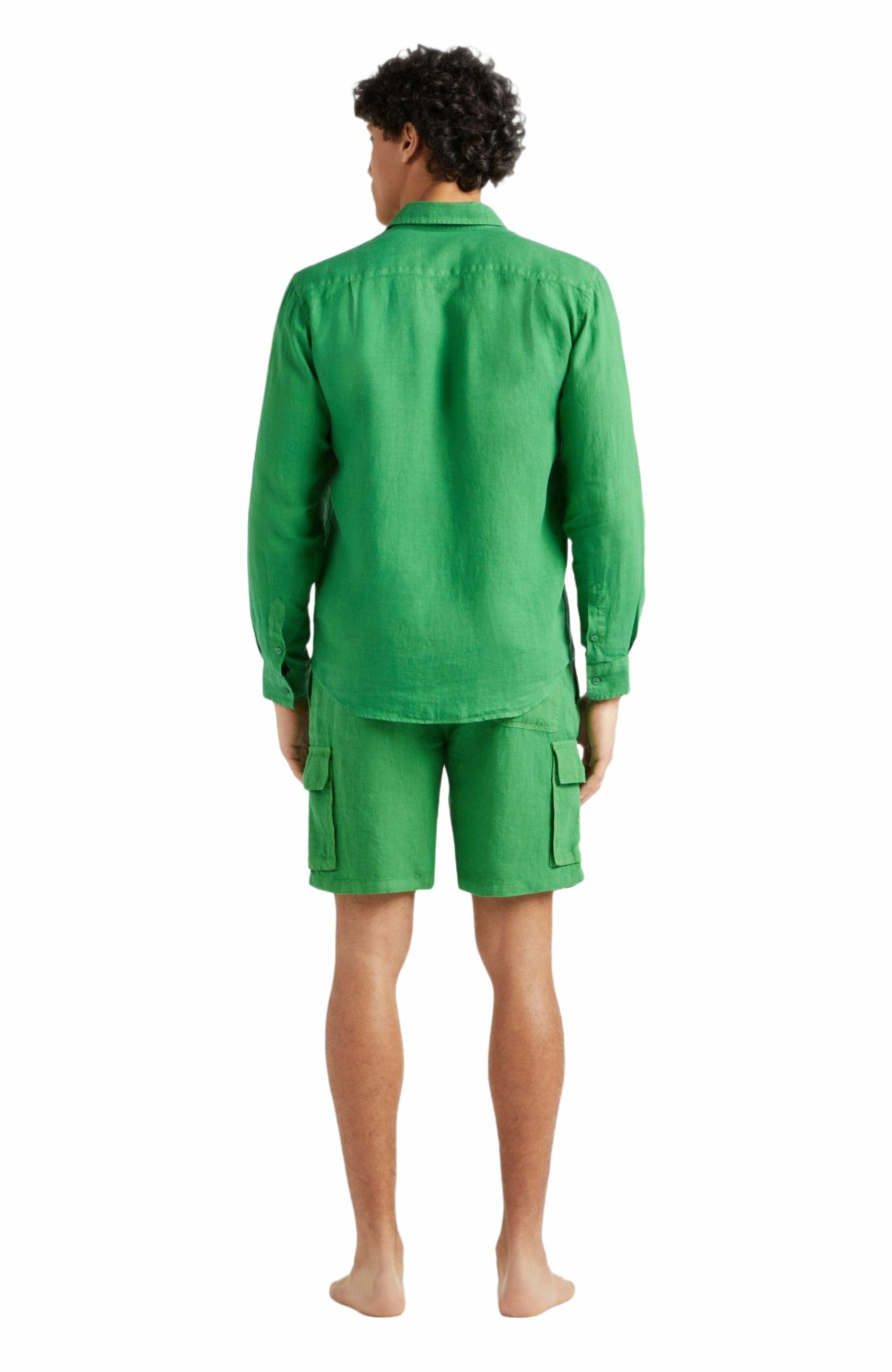 Vilebrequin Men's Solid Linen Shirt in Jungle at Nordstrom - 7