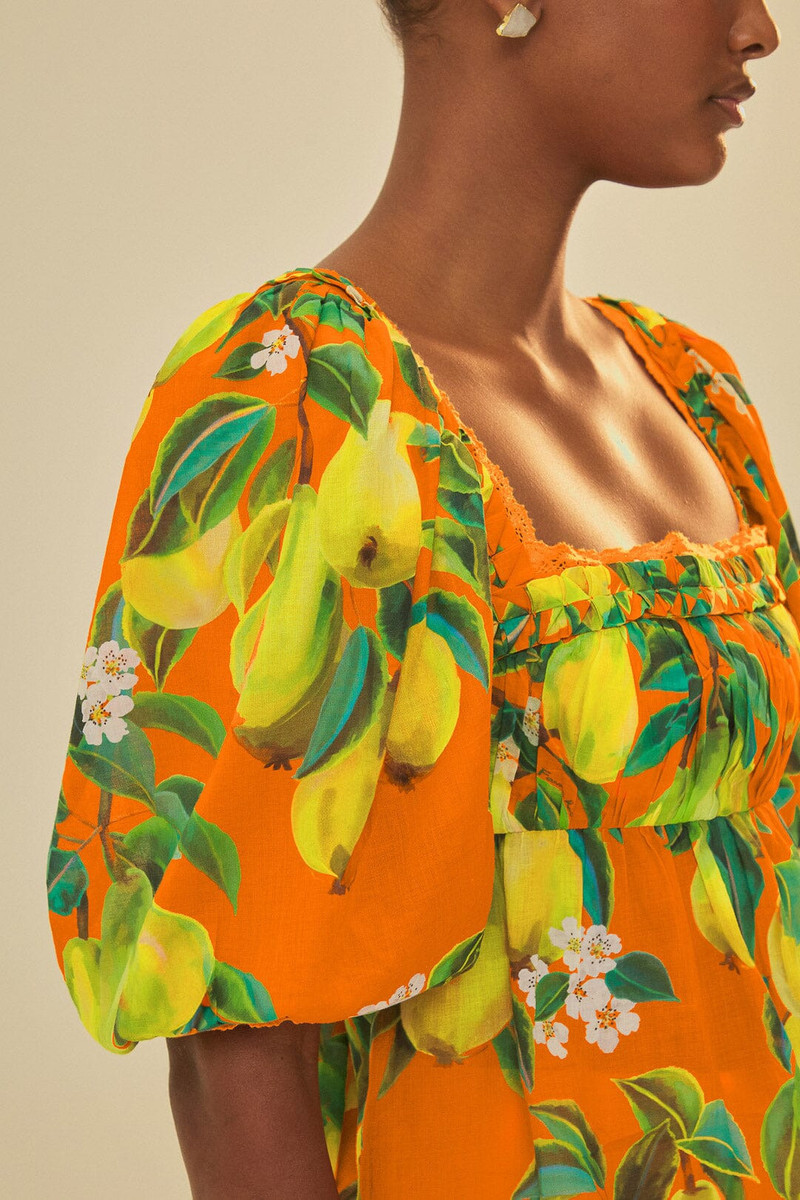Orange Chic Pears Short Sleeve Blouse 3
