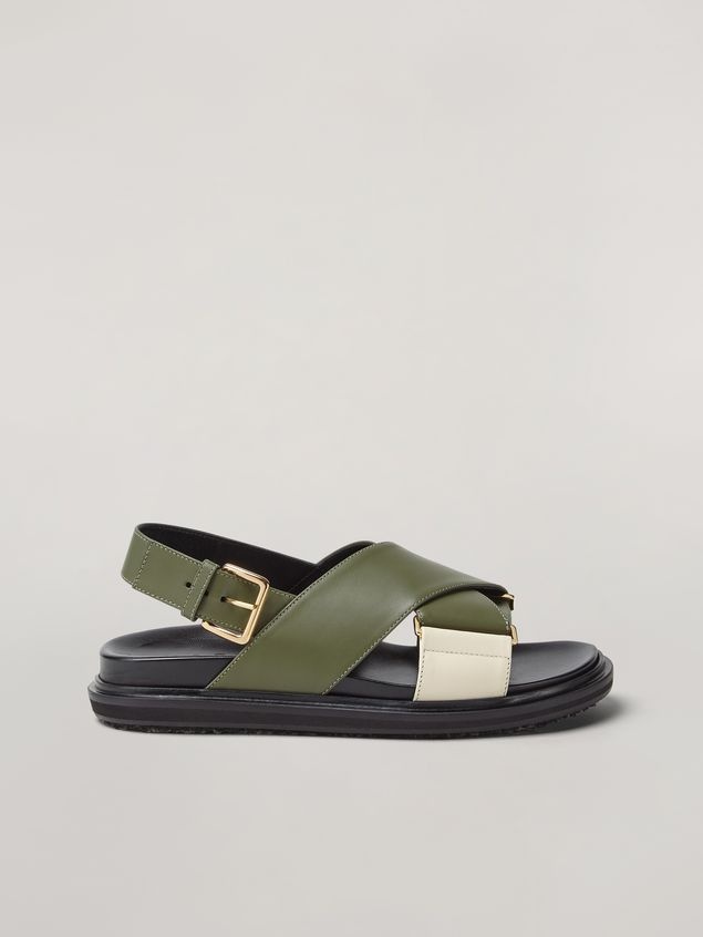CRISS-CROSS FUSSBETT IN CALFSKIN GREEN AND WHITE - 1