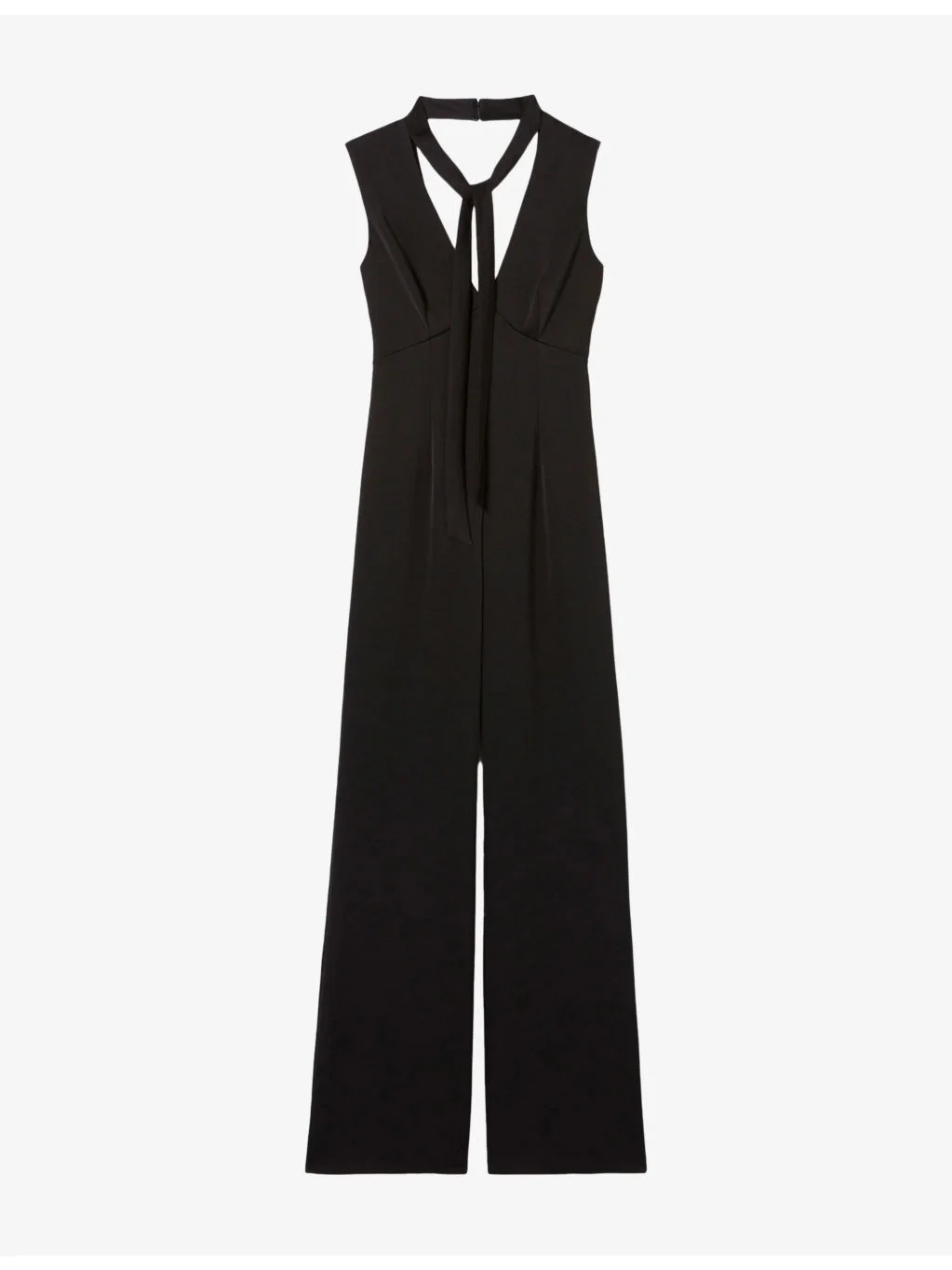 Sleeveless Tie-Neck Satin Jumpsuit - 1