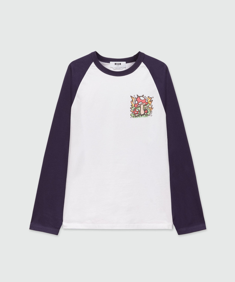 Two-tone long-sleeved jersey T-shirt with "Spray Mushroom" print 1
