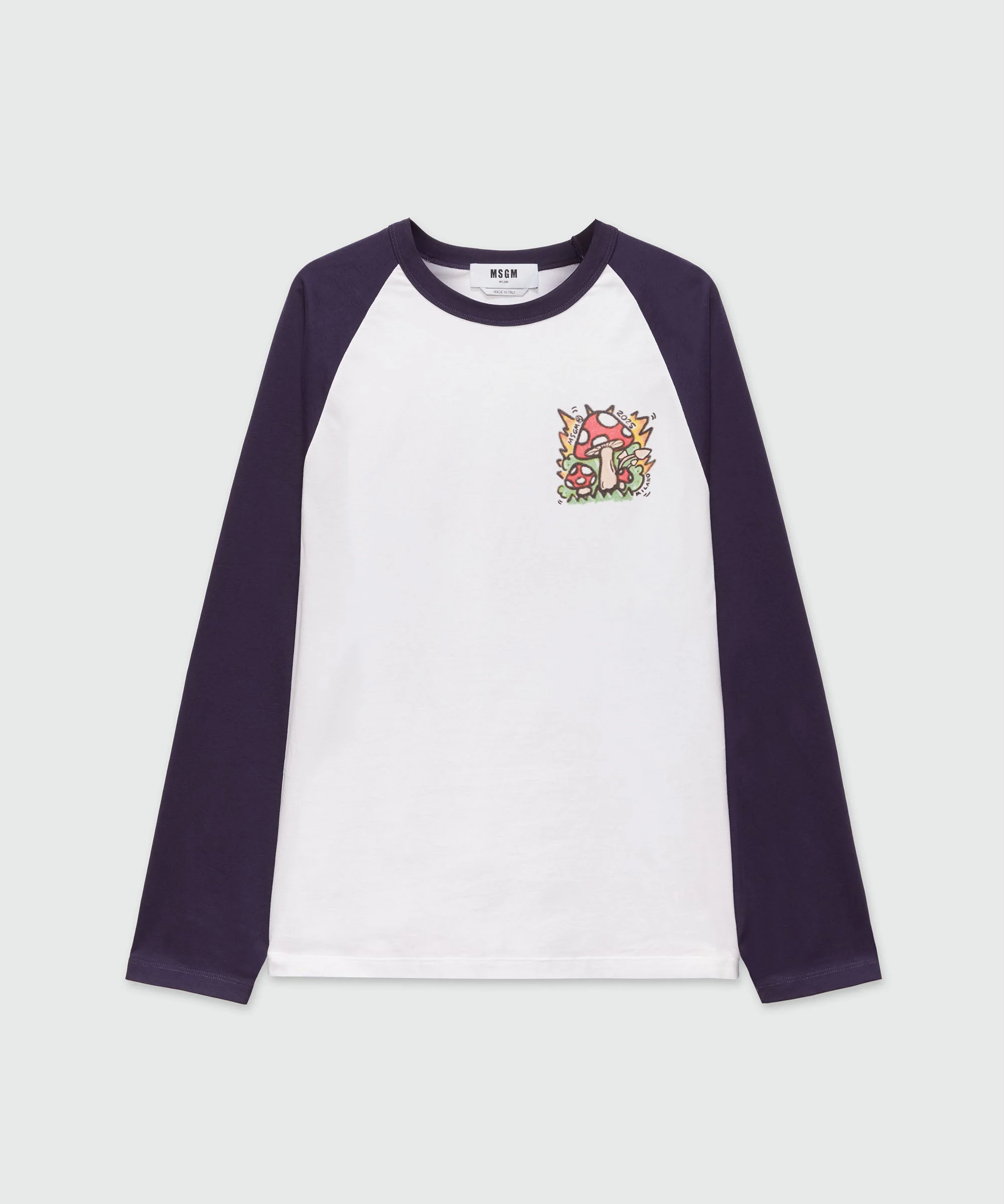 Two-tone long-sleeved jersey T-shirt with "Spray Mushroom" print - 1