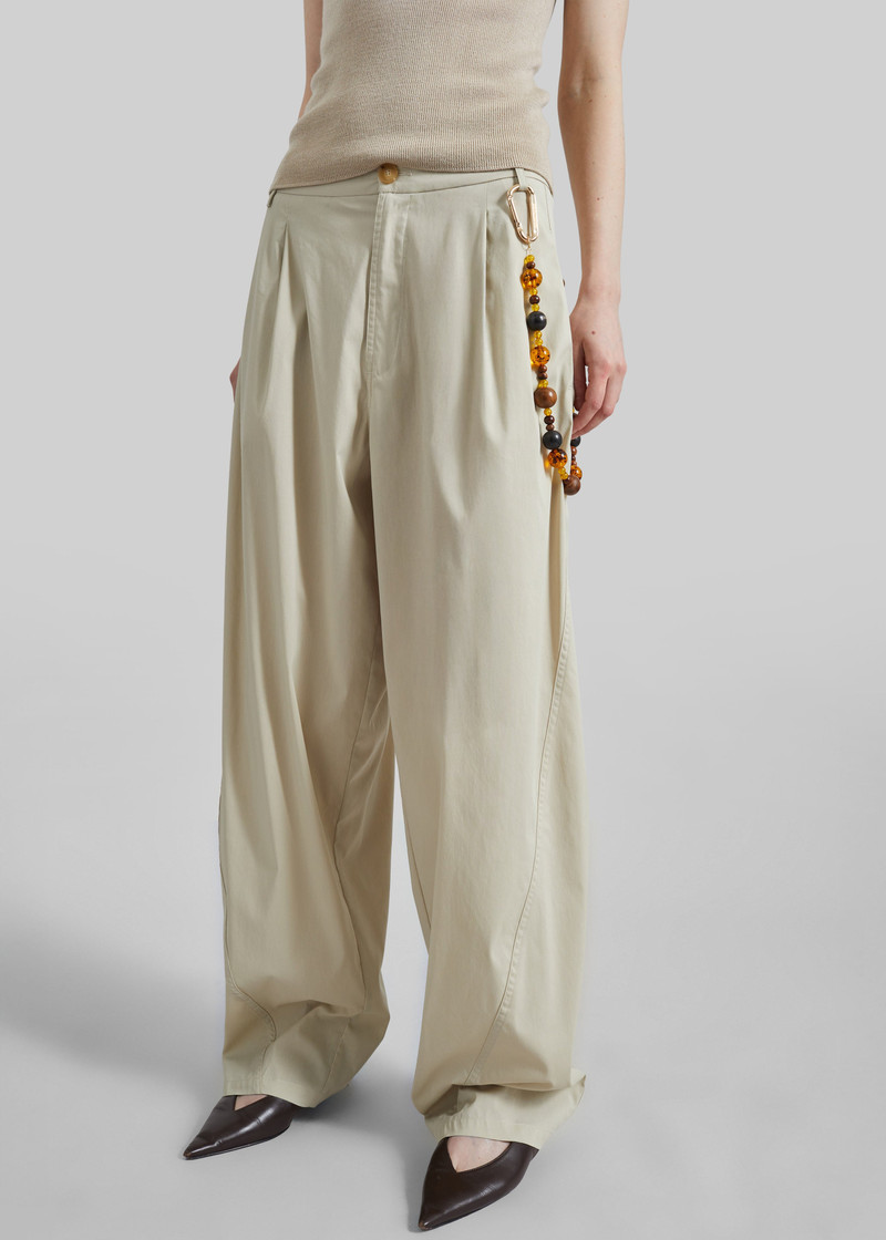 DARKPARK Darkpark Phebe Light Cotton Popeline Wide-Leg Pants - Beige outlook