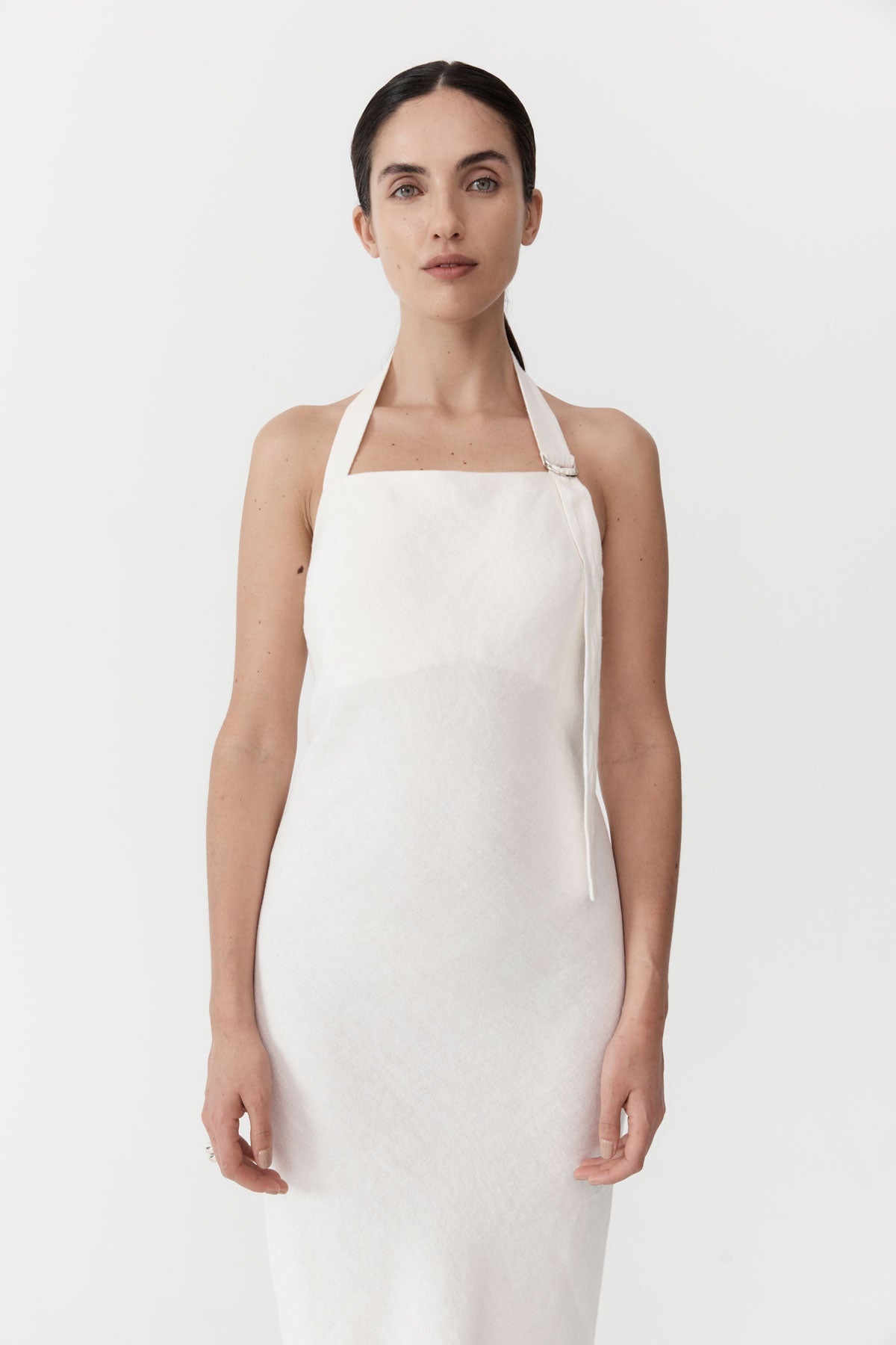 Linen Bias Maxi Dress - Ivory - 4