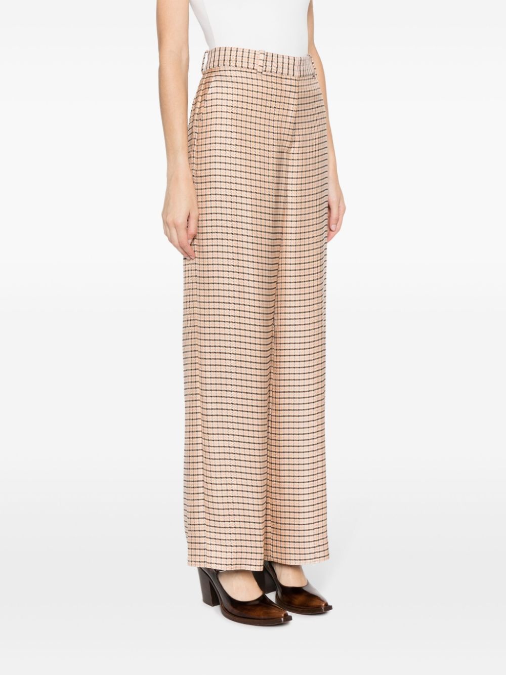 wide-leg check trousers - 3