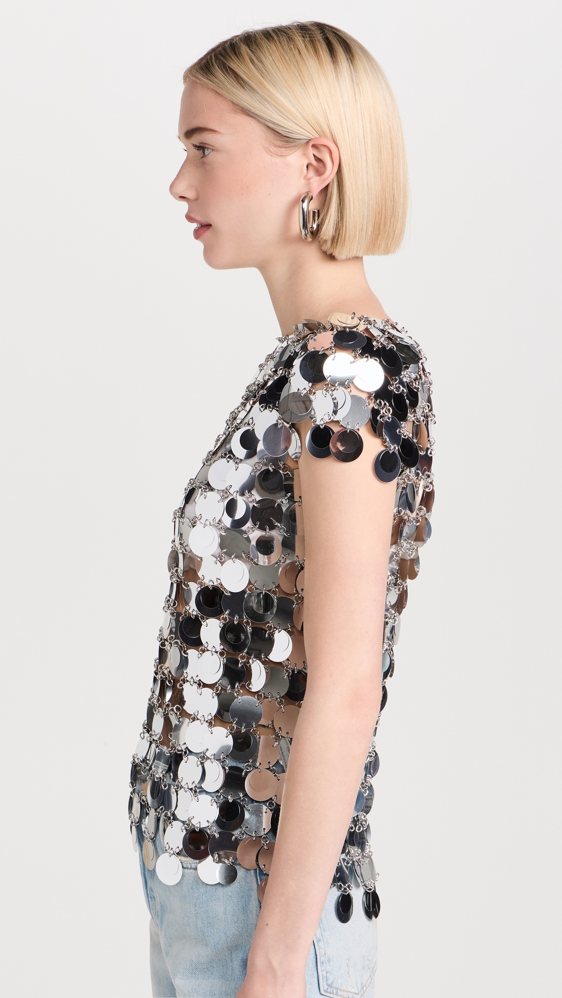 The Iconic Silver Sparkle Discs Top - 3