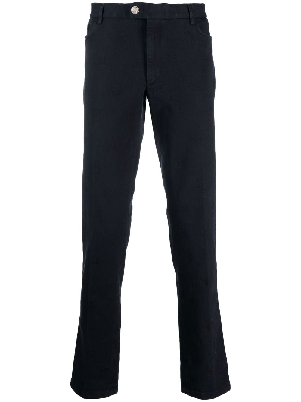 skull embroidery straight-leg trousers - 1