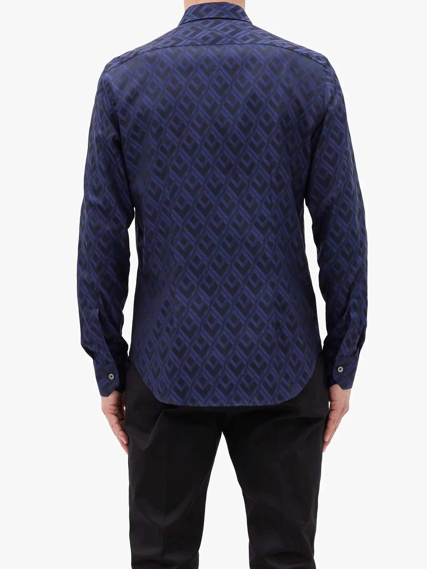 Isometric-print cotton-poplin shirt - 5