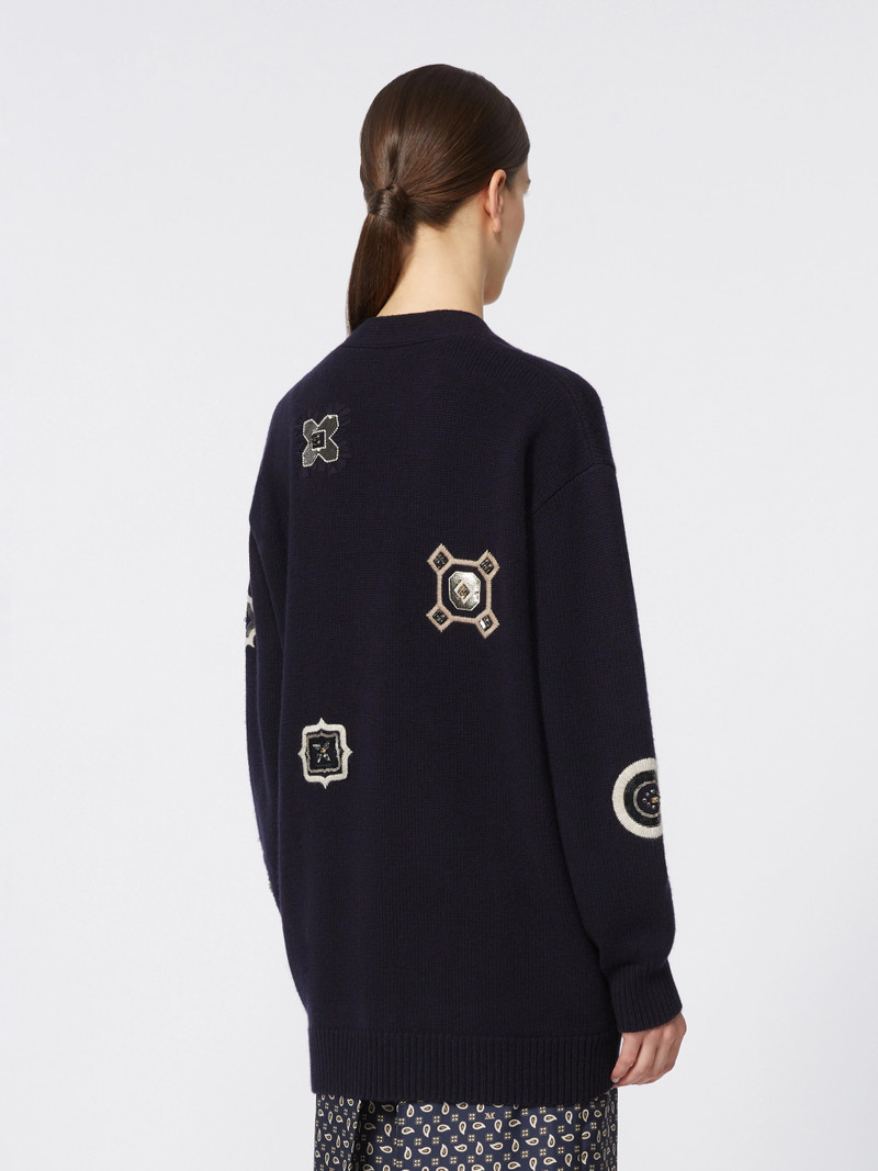 GIOIRE Long wool and cashmere cardigan - ULTRAMARINE 4