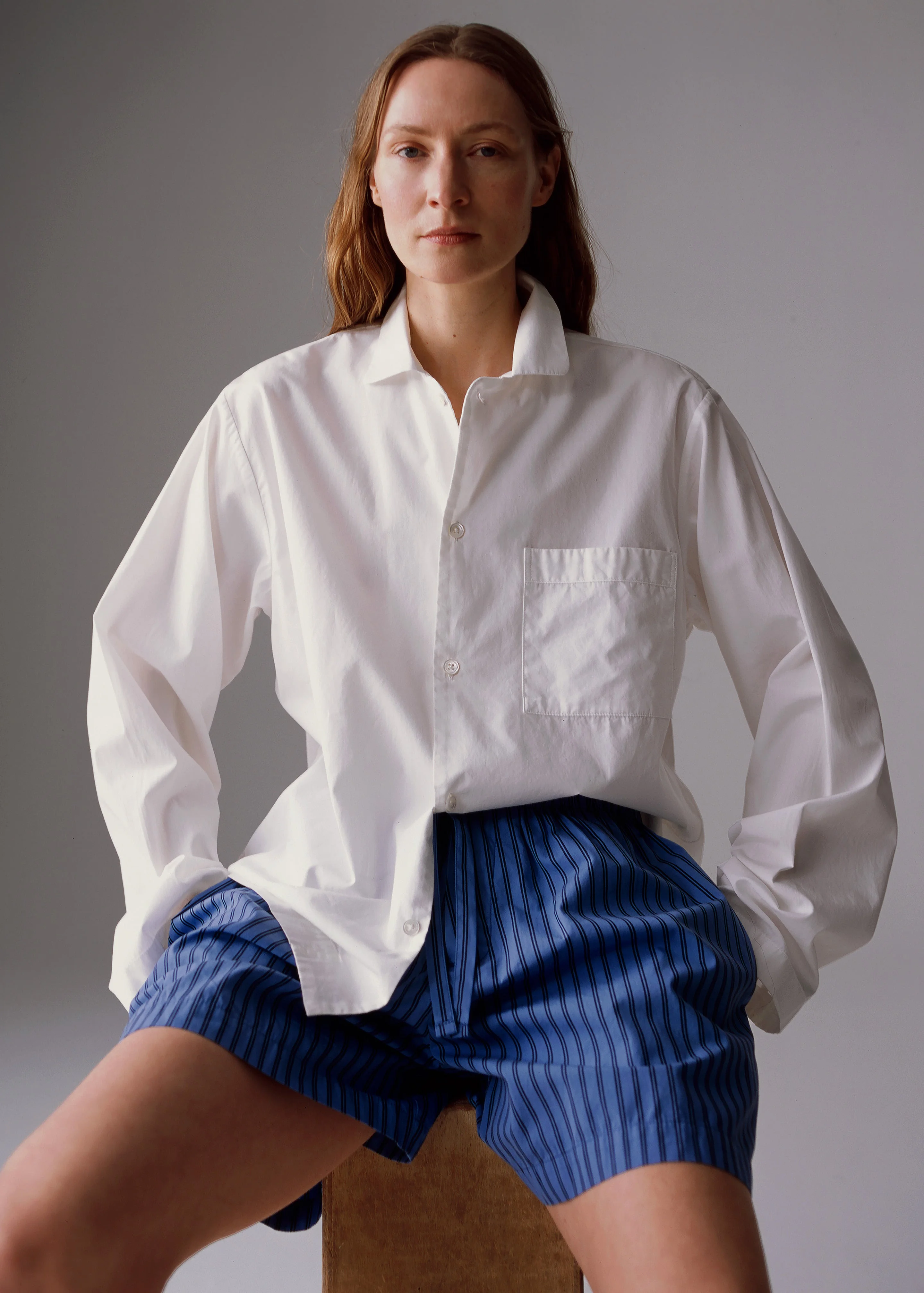 Tekla Poplin Pyjama Shorts - Boro Stripes - 1