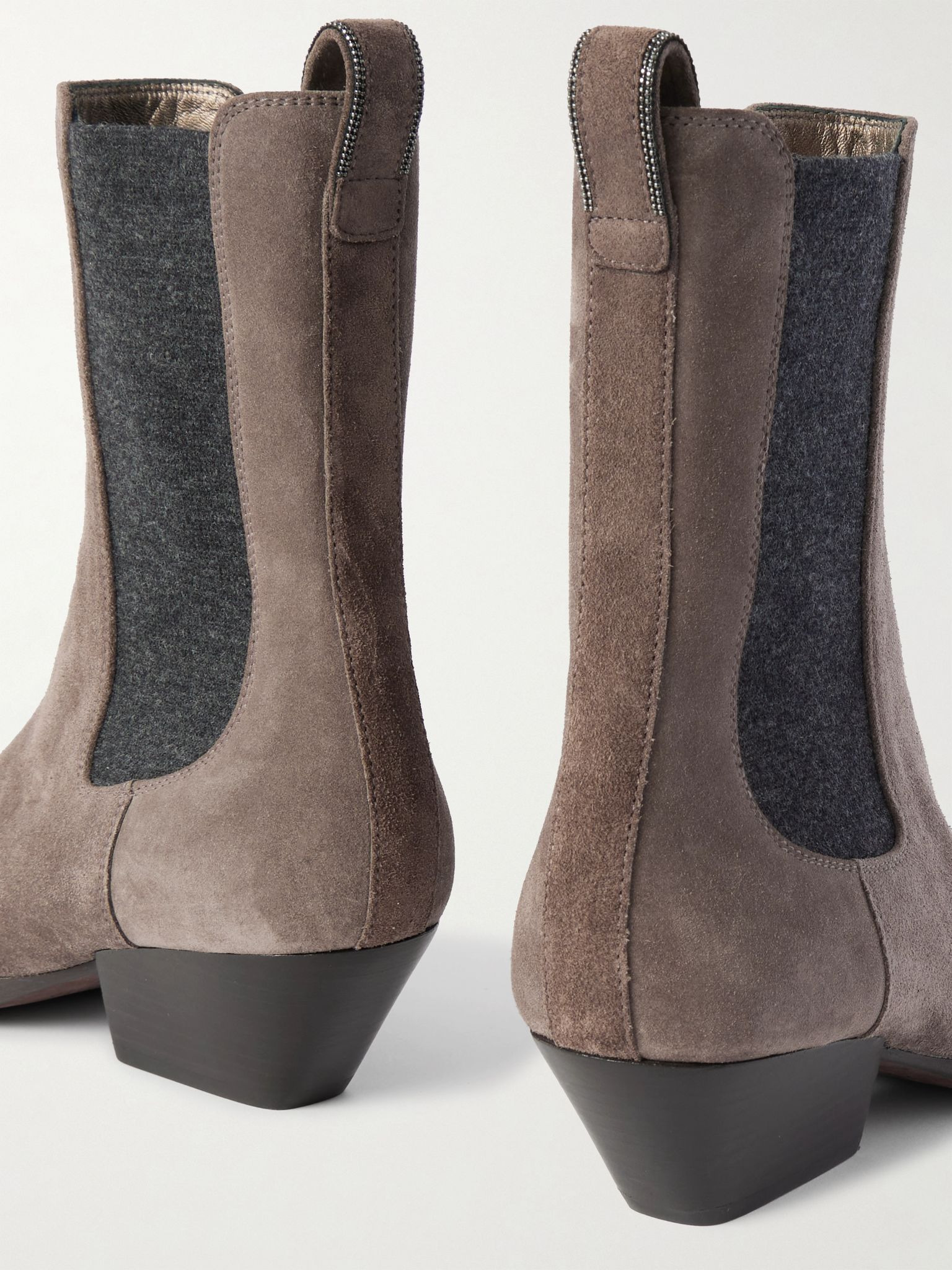 Bead-embellished suede Chelsea boots Brown - 4