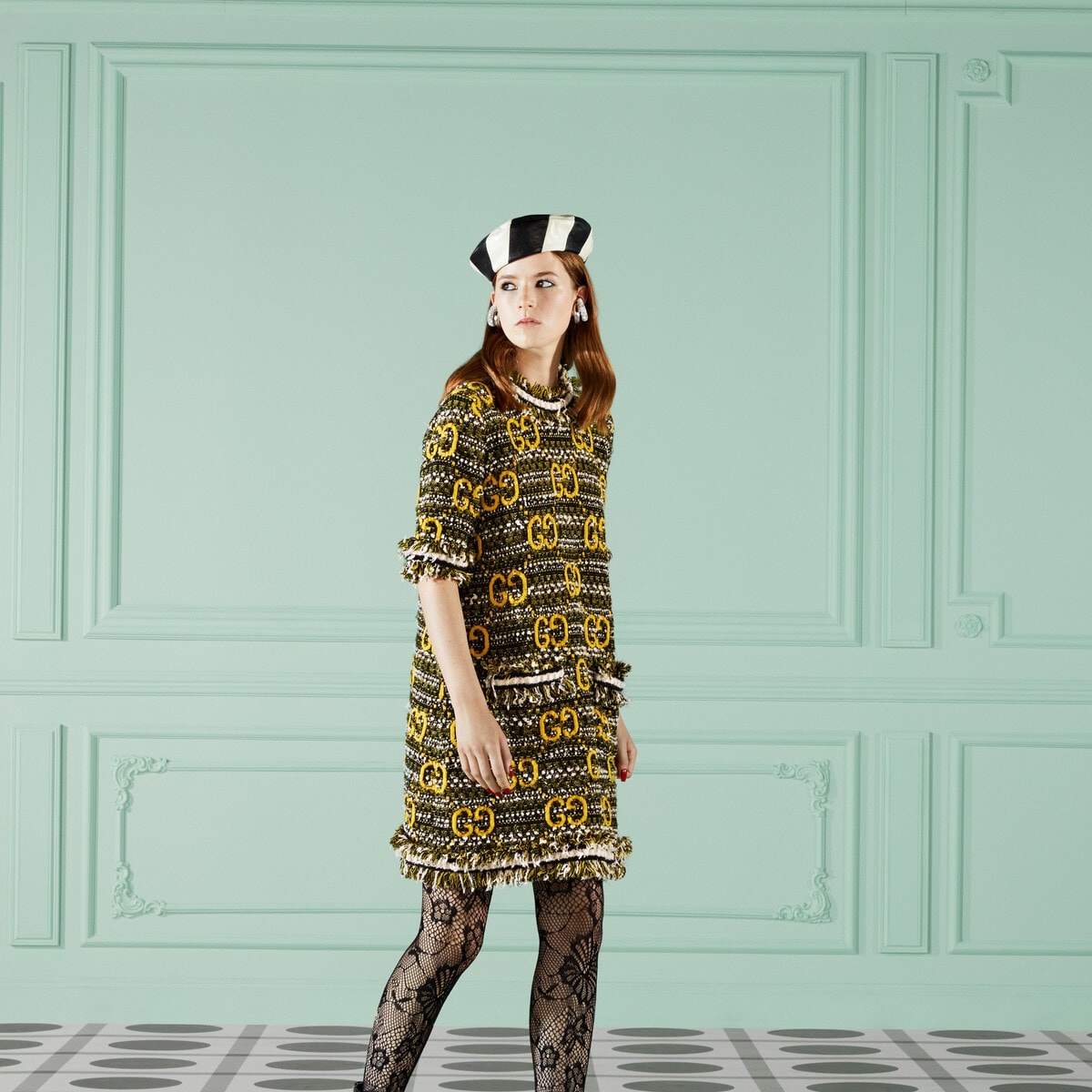 世界有名な GUCCI Wool REVERSIBLE | dress GG mohair トップス