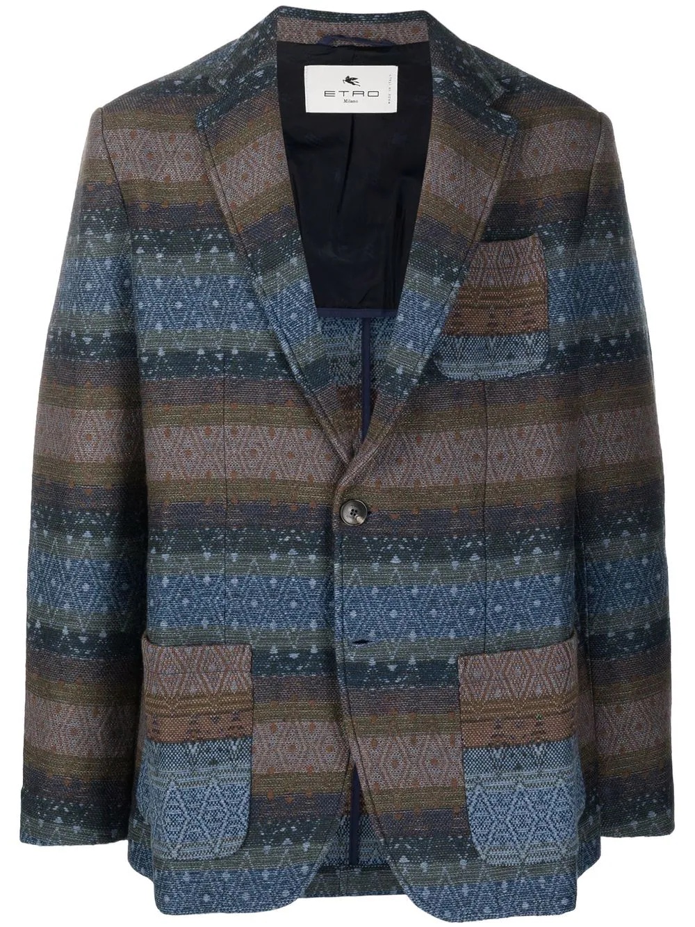 geometric-woven single-breasted blazer - 1