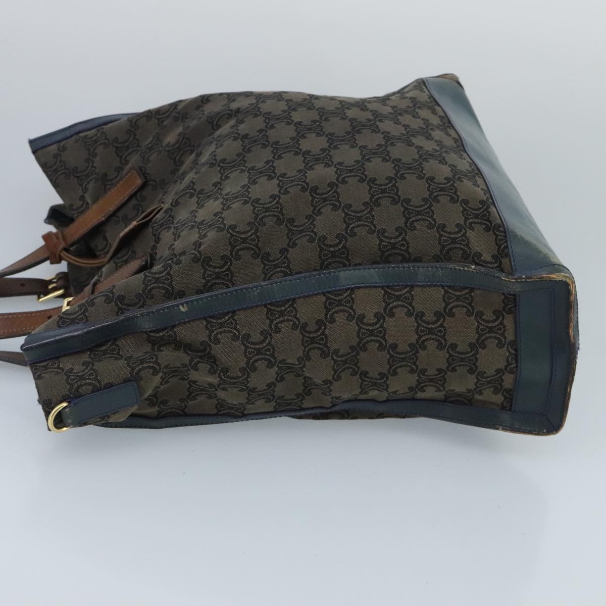 CELINE Paris Macadam Canvas Tote Bag Brown Navy Gold - 4