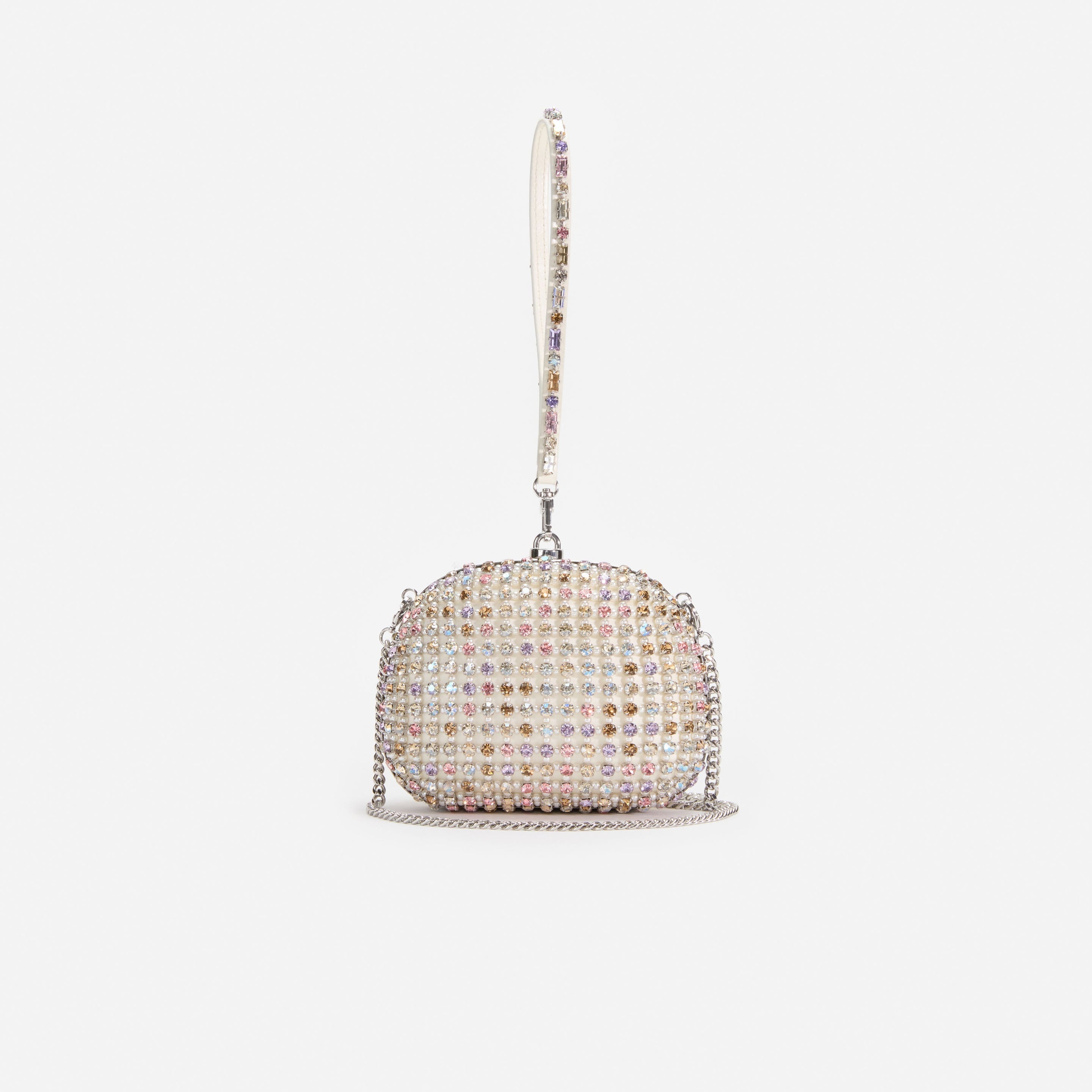 Multi Crystal Top Handle Clutch Bag - 4