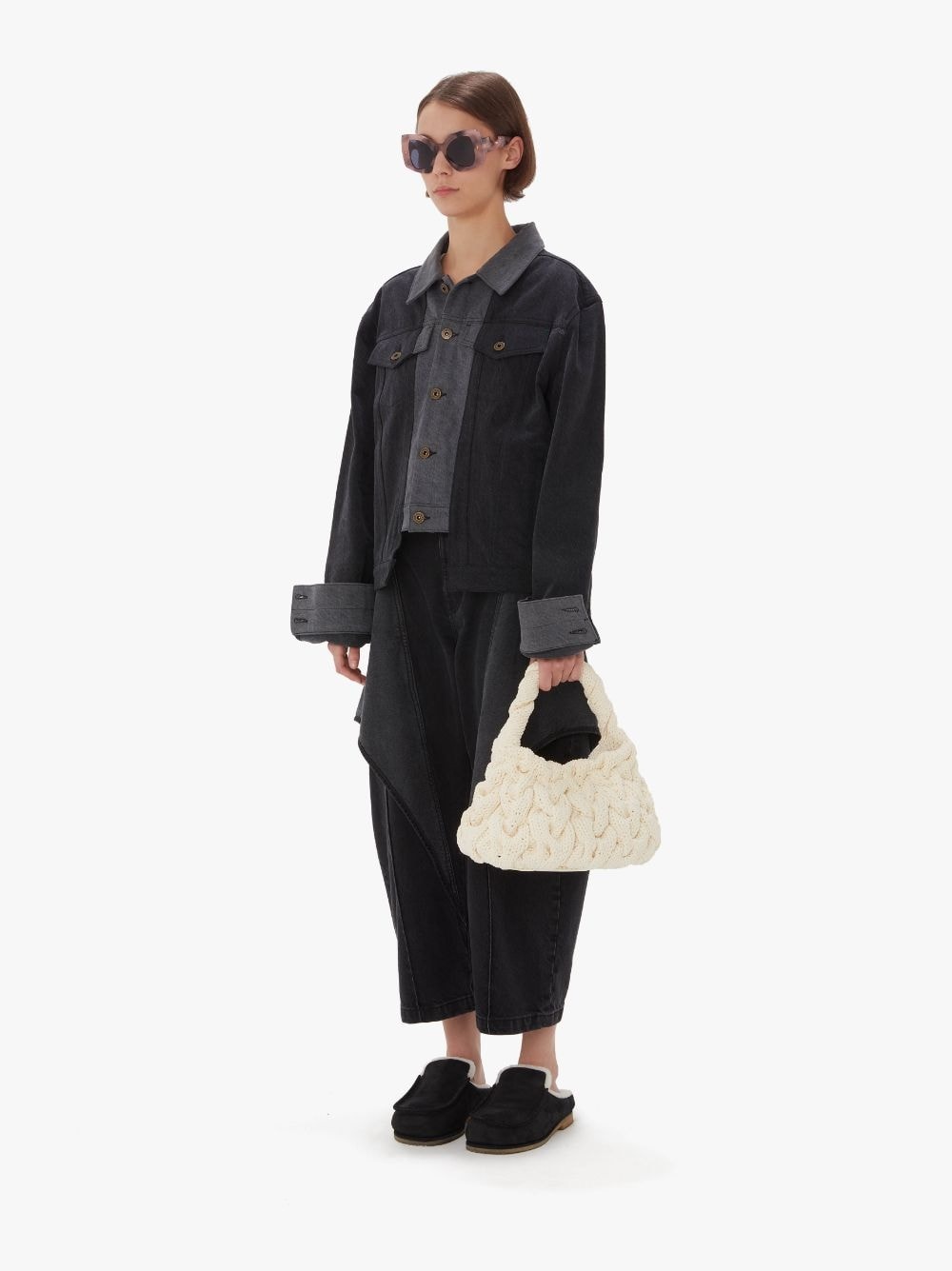 CROPPED SCULPTURAL DENIM JEANS - 4