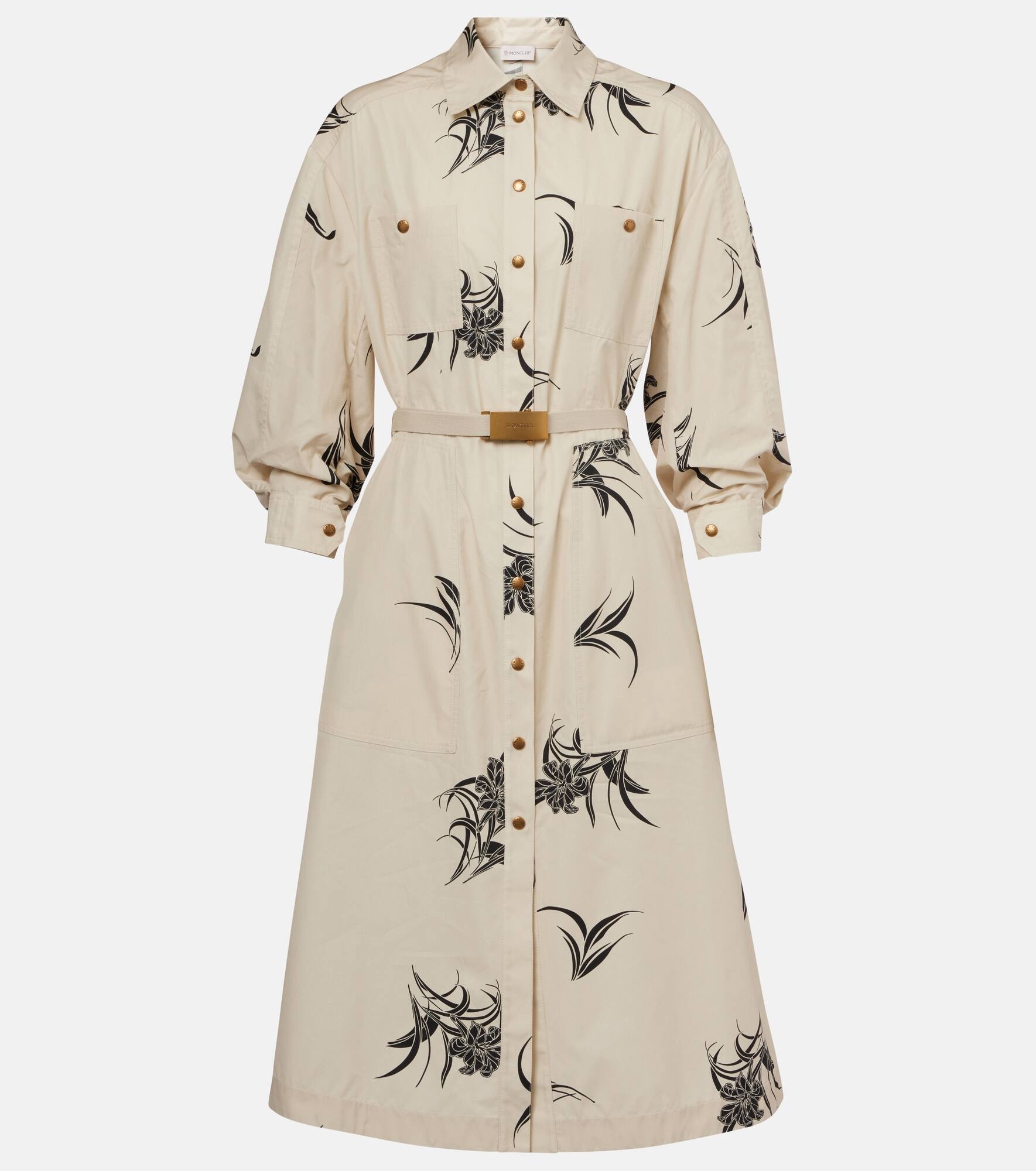 Floral cotton poplin shirt dress - 1