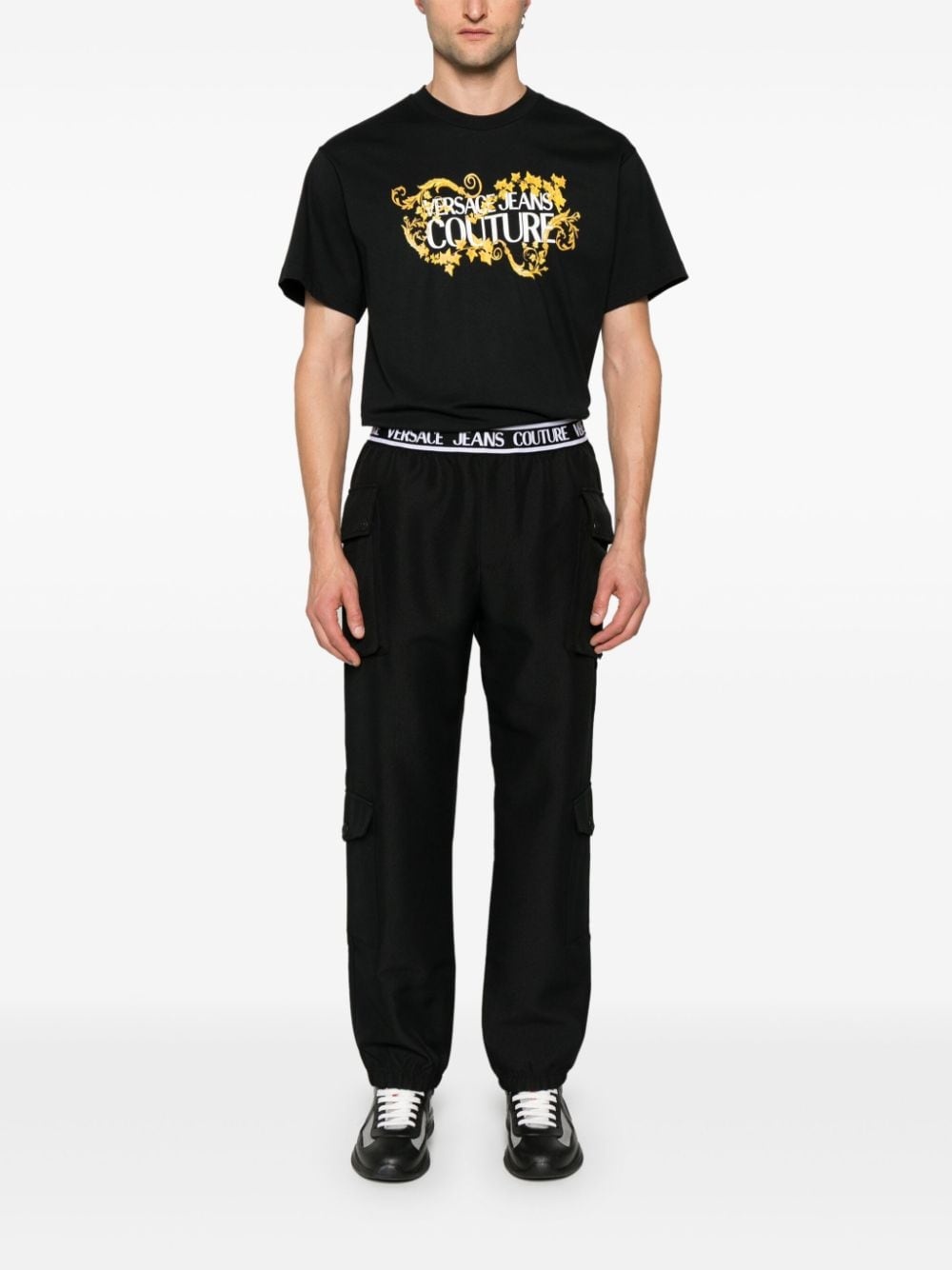 logo-waistband cotton cargo trousers - 2