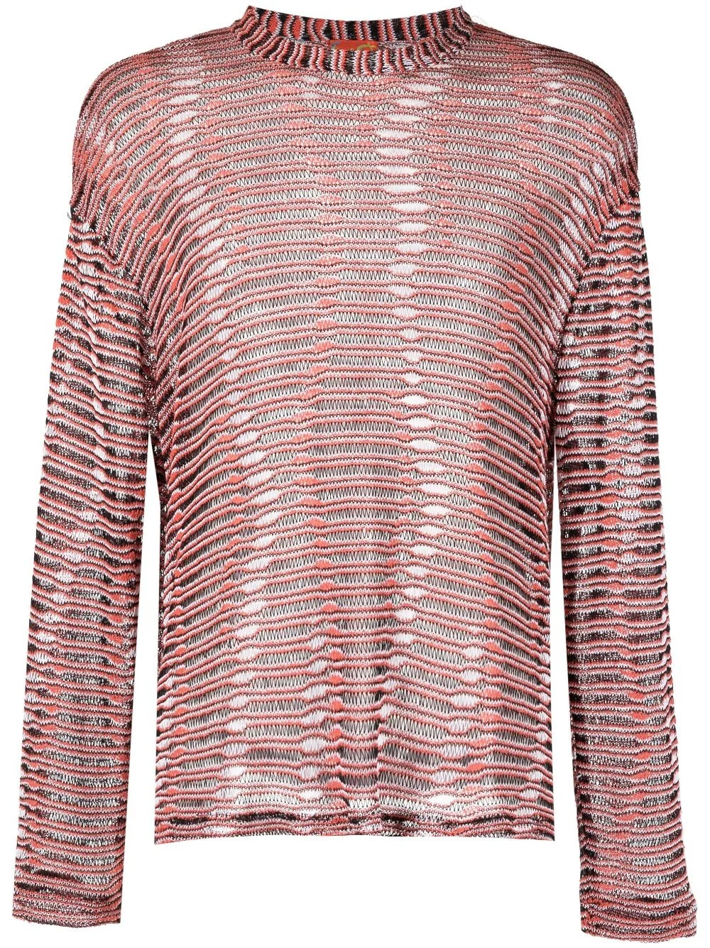 open-knit striped sweatshirt - 1