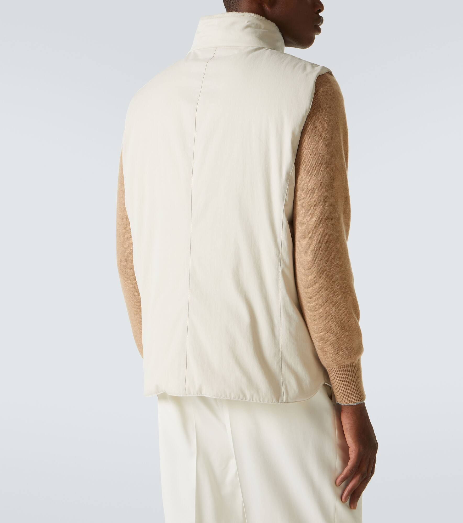 Shearling-trimmed gabardine down vest - 4