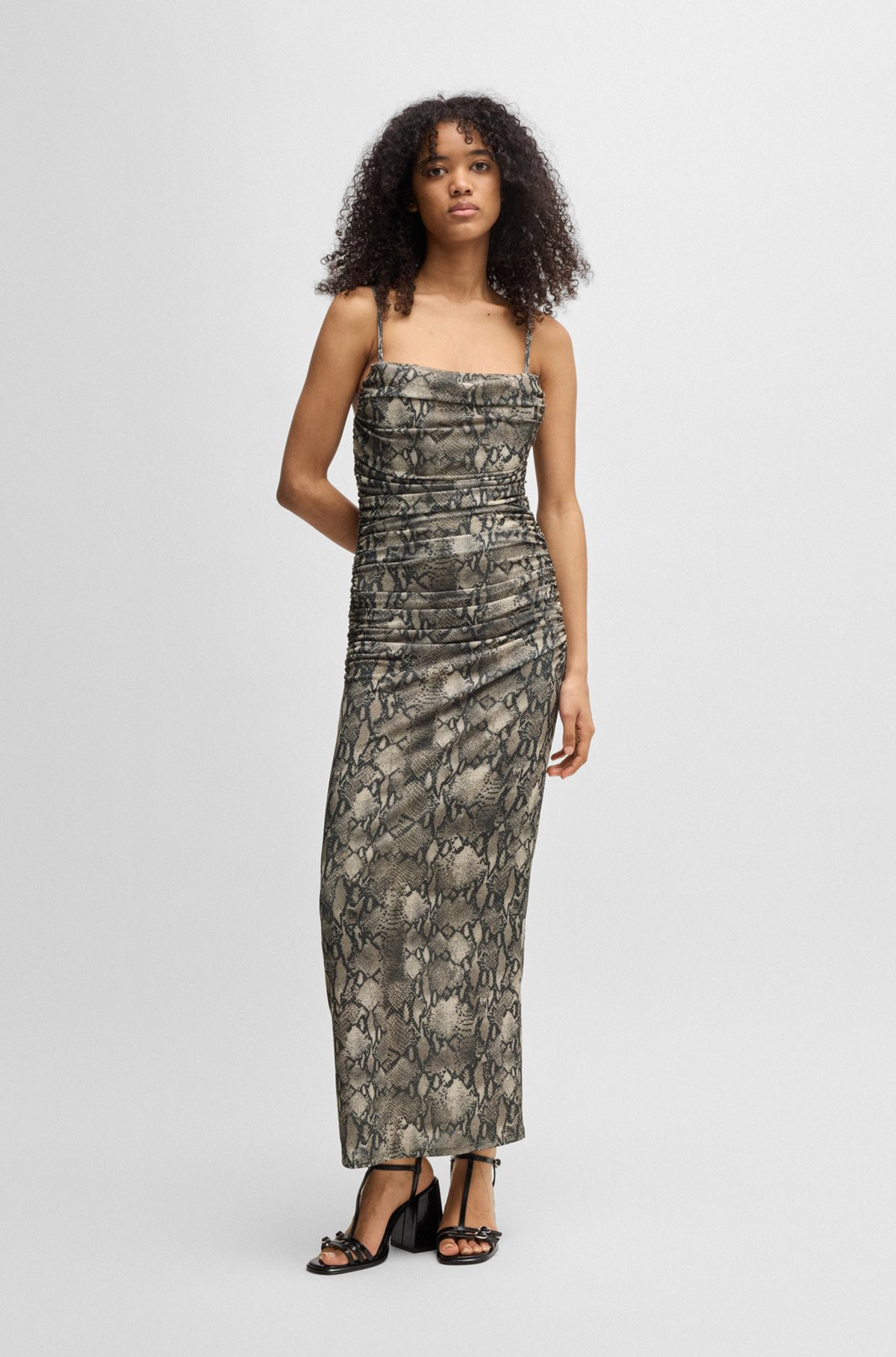 CORSET-BODICE DRESS WITH GATHERED MESH OVERLAY - 2