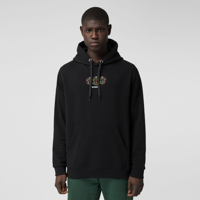 Burberry Embroidered Globe Graphic Cotton Hoodie outlook