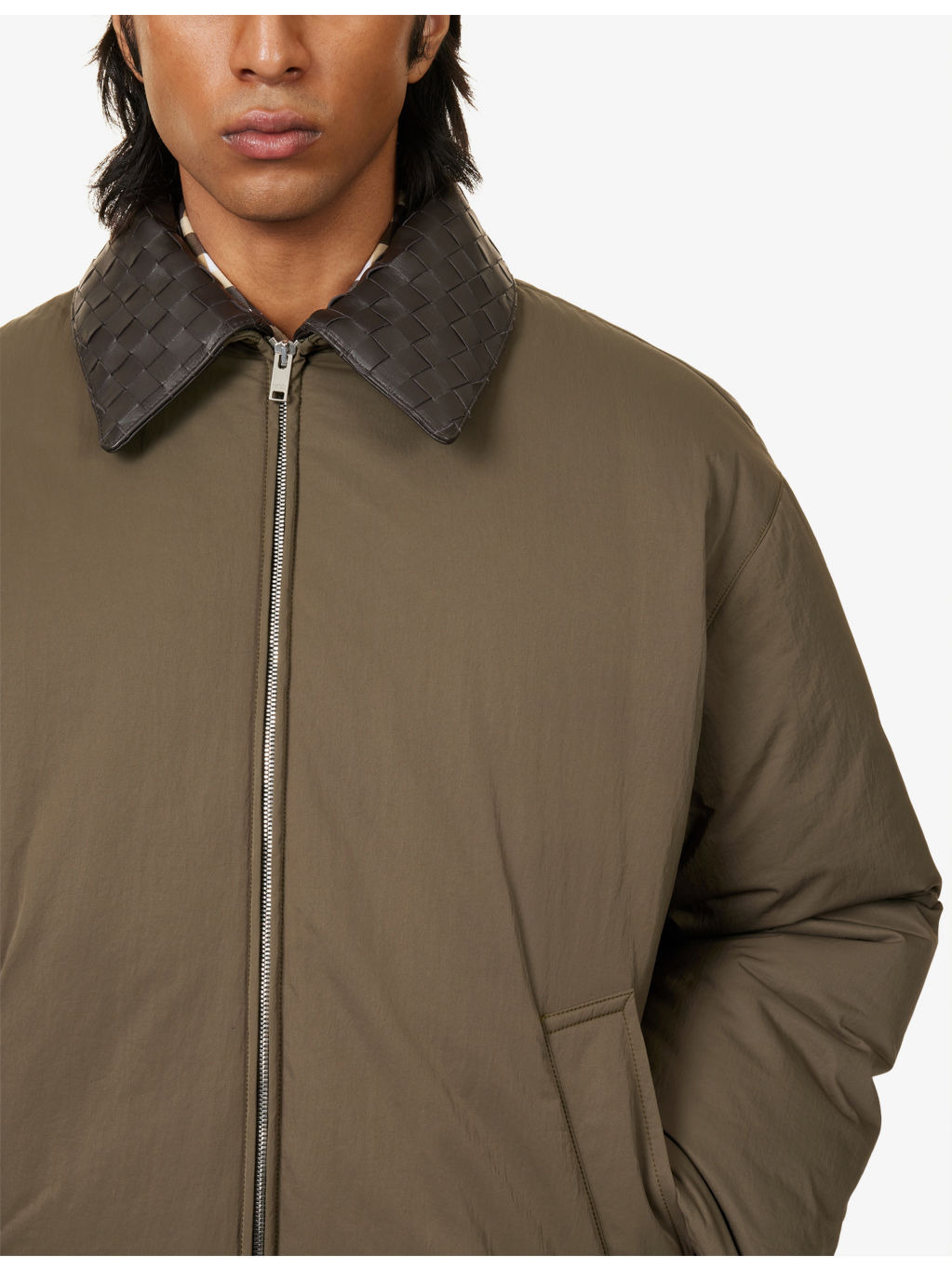 Intrecciato-Collar Washed Tech Puffer Jacket - 5