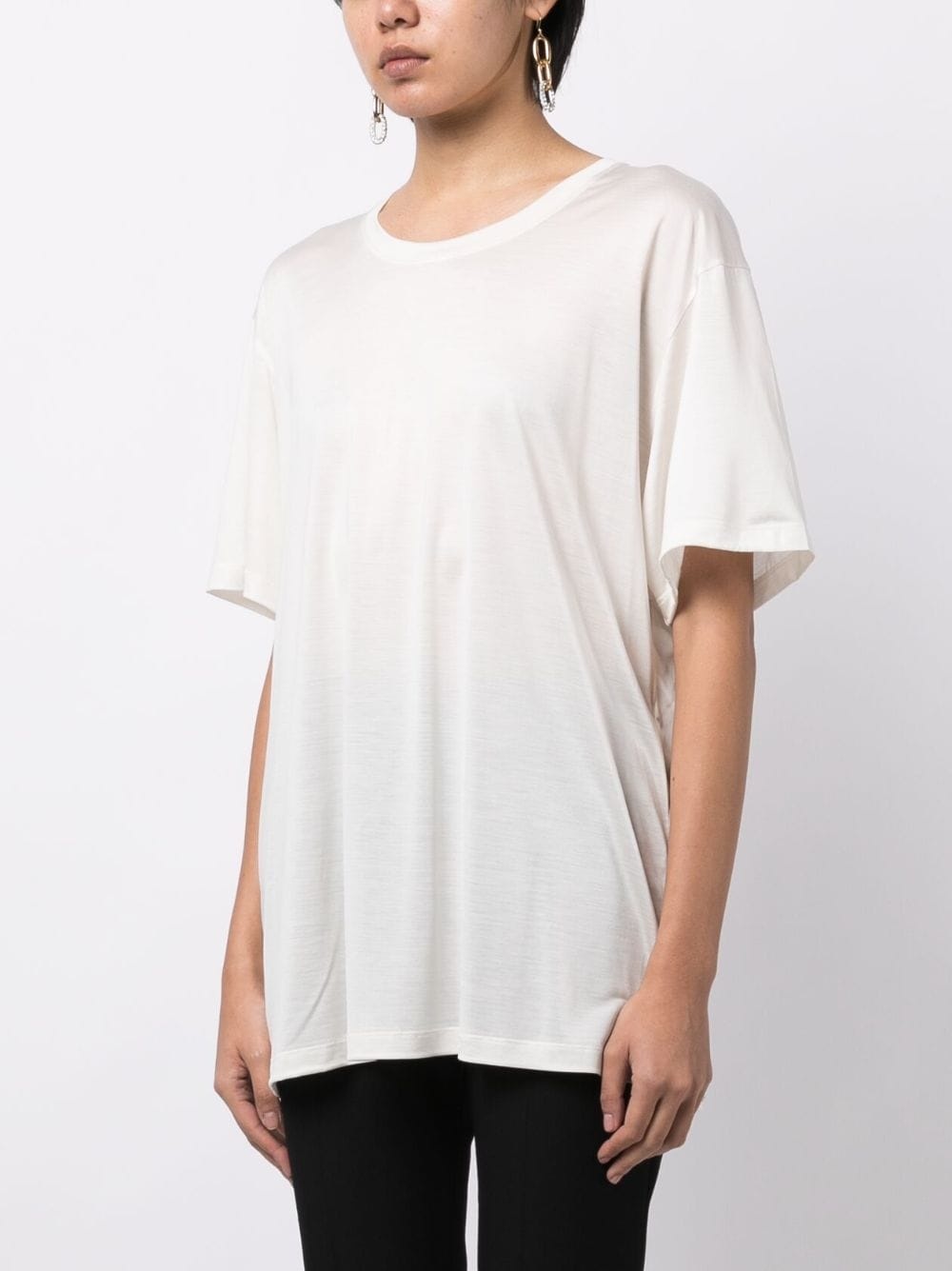 logo-patch silk T-shirt - 4