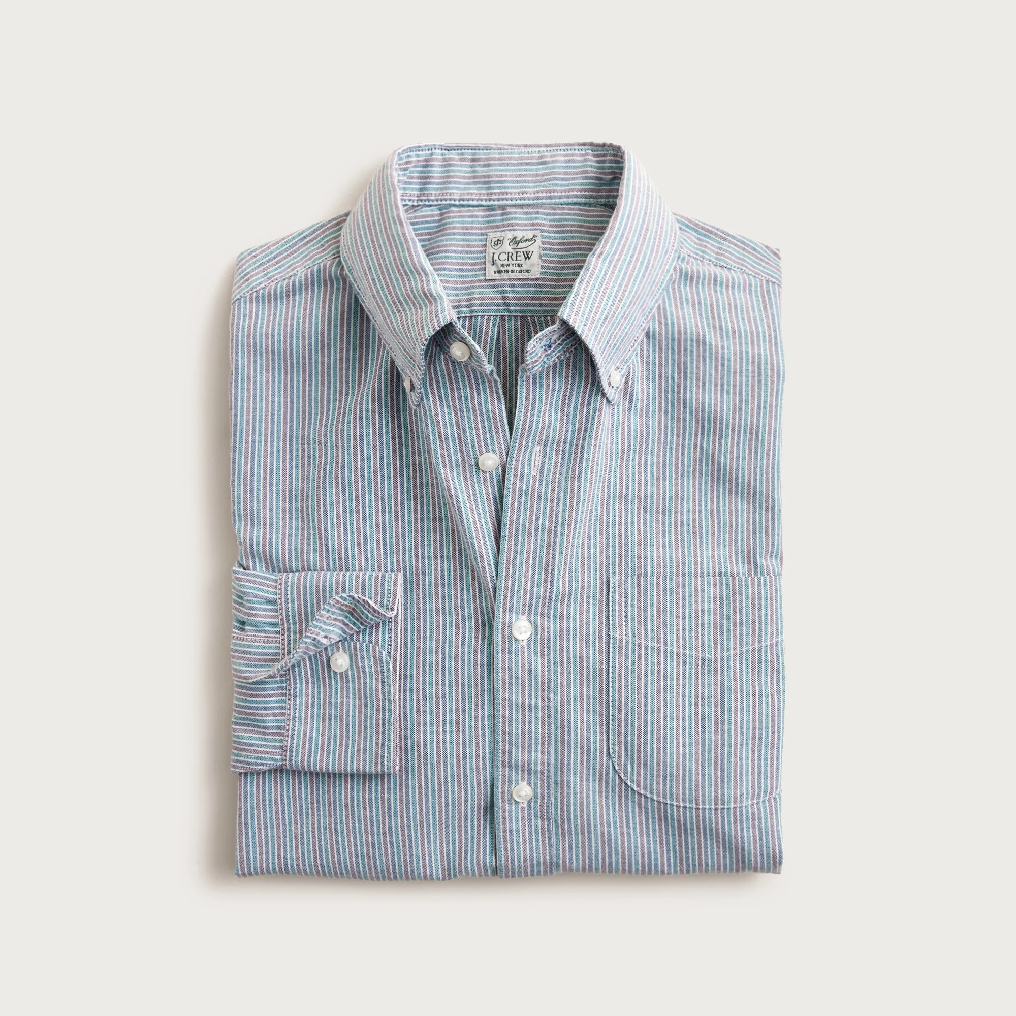 Slim Broken-in organic cotton oxford shirt - 1