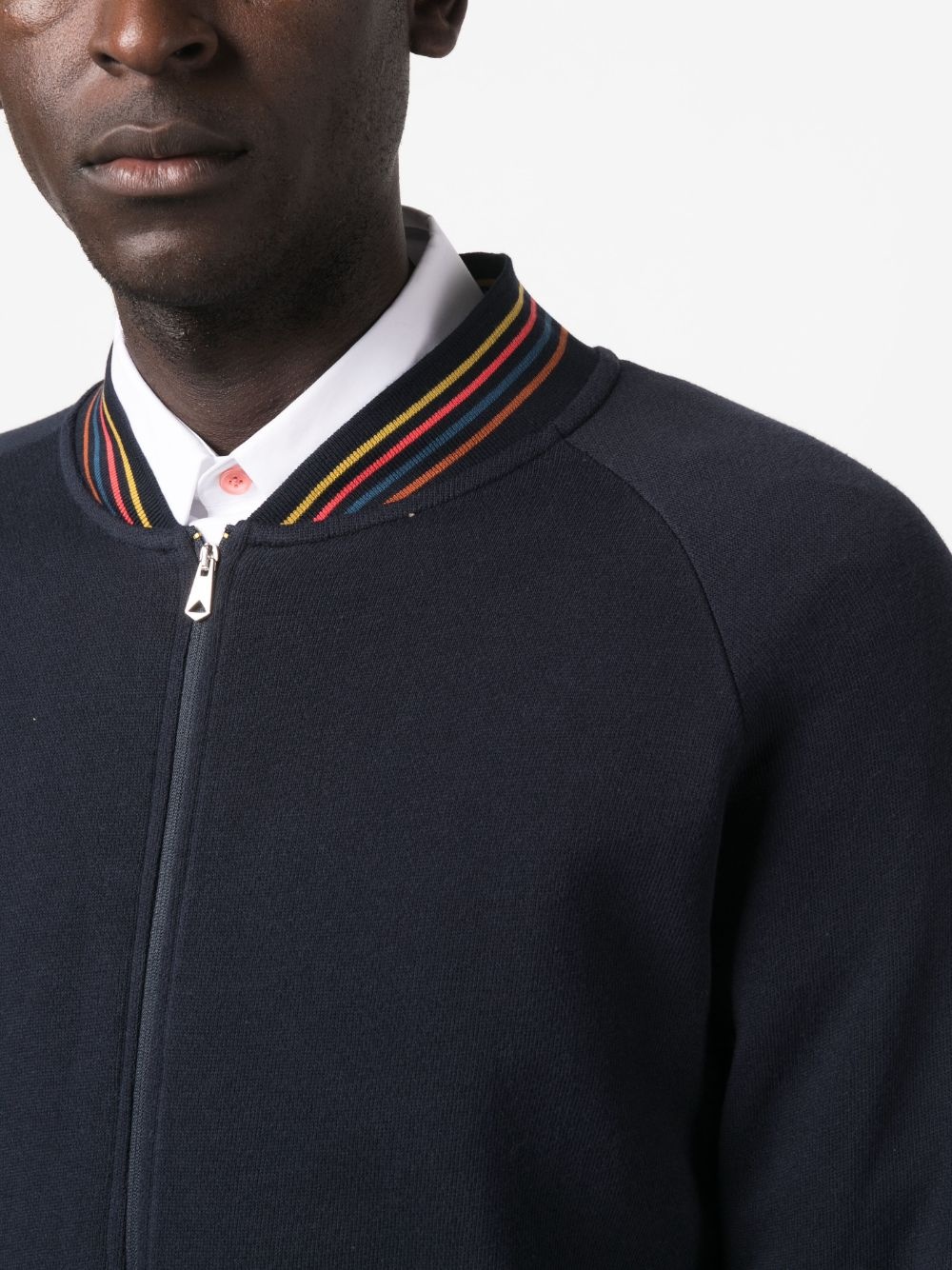 stripe-detail cotton jacket - 5