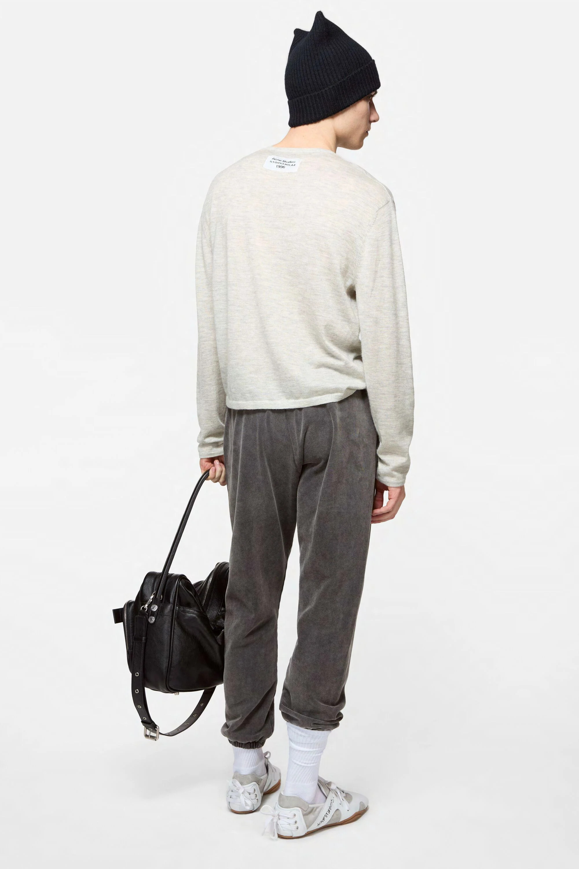 Crew neck jumper cashmere - Light Grey Melange - 3