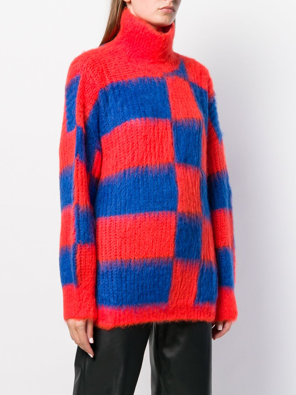 oversized roll-neck checkered jumper - 3