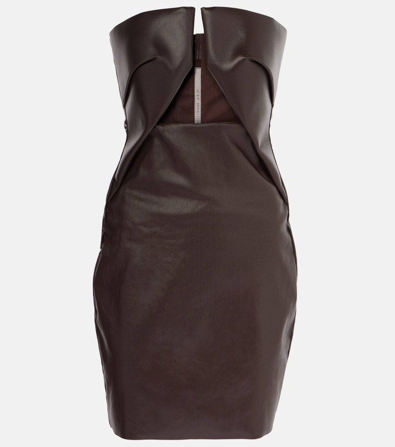 Prong cutout coated denim bustier dress 1