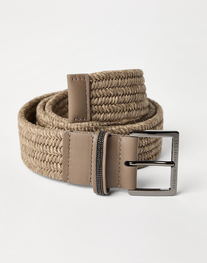 Brunello Cucinelli Techno raffia belt with shiny loop outlook