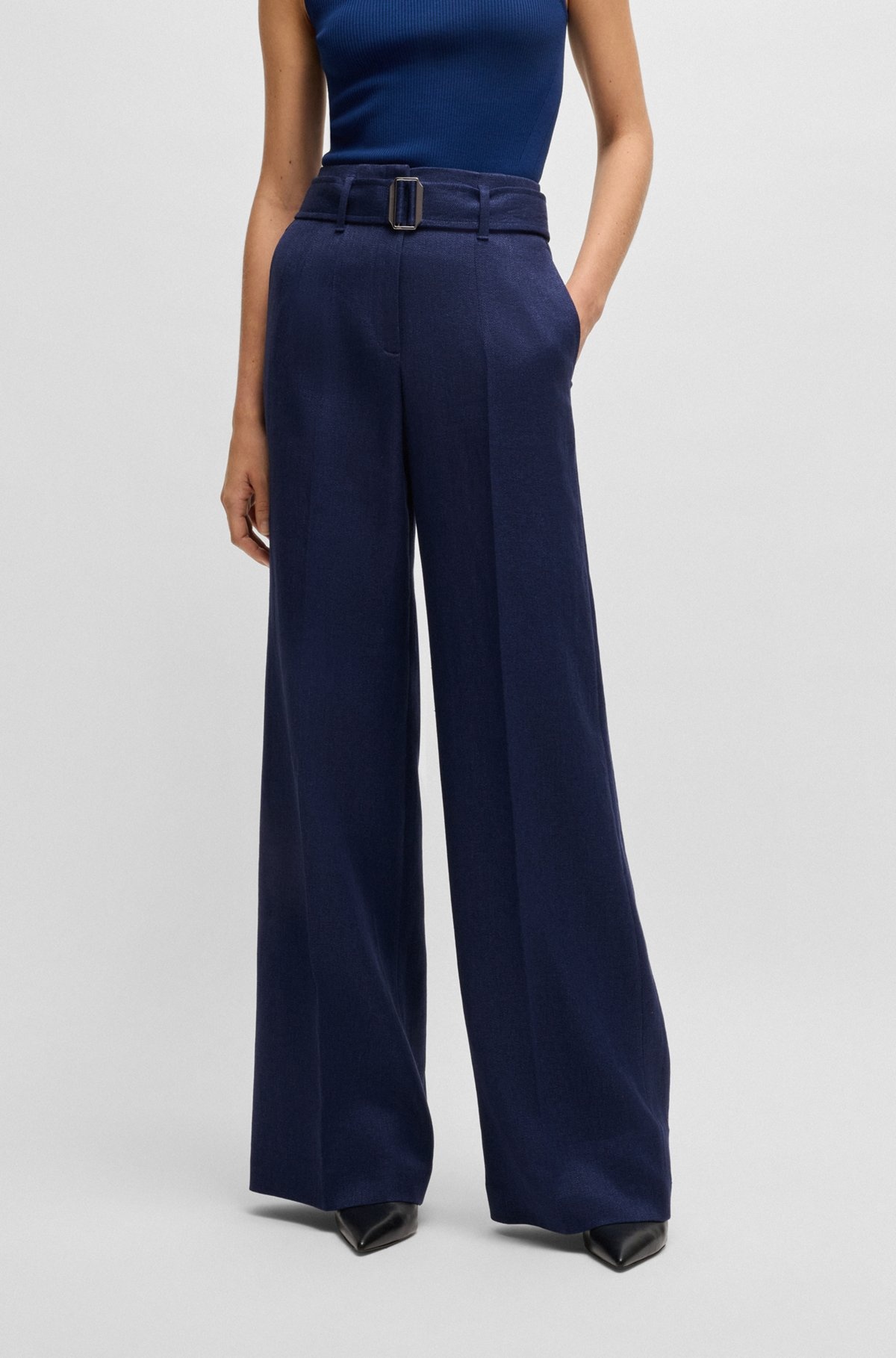RELAXED-FIT TROUSERS IN A LINEN BLEND - 2