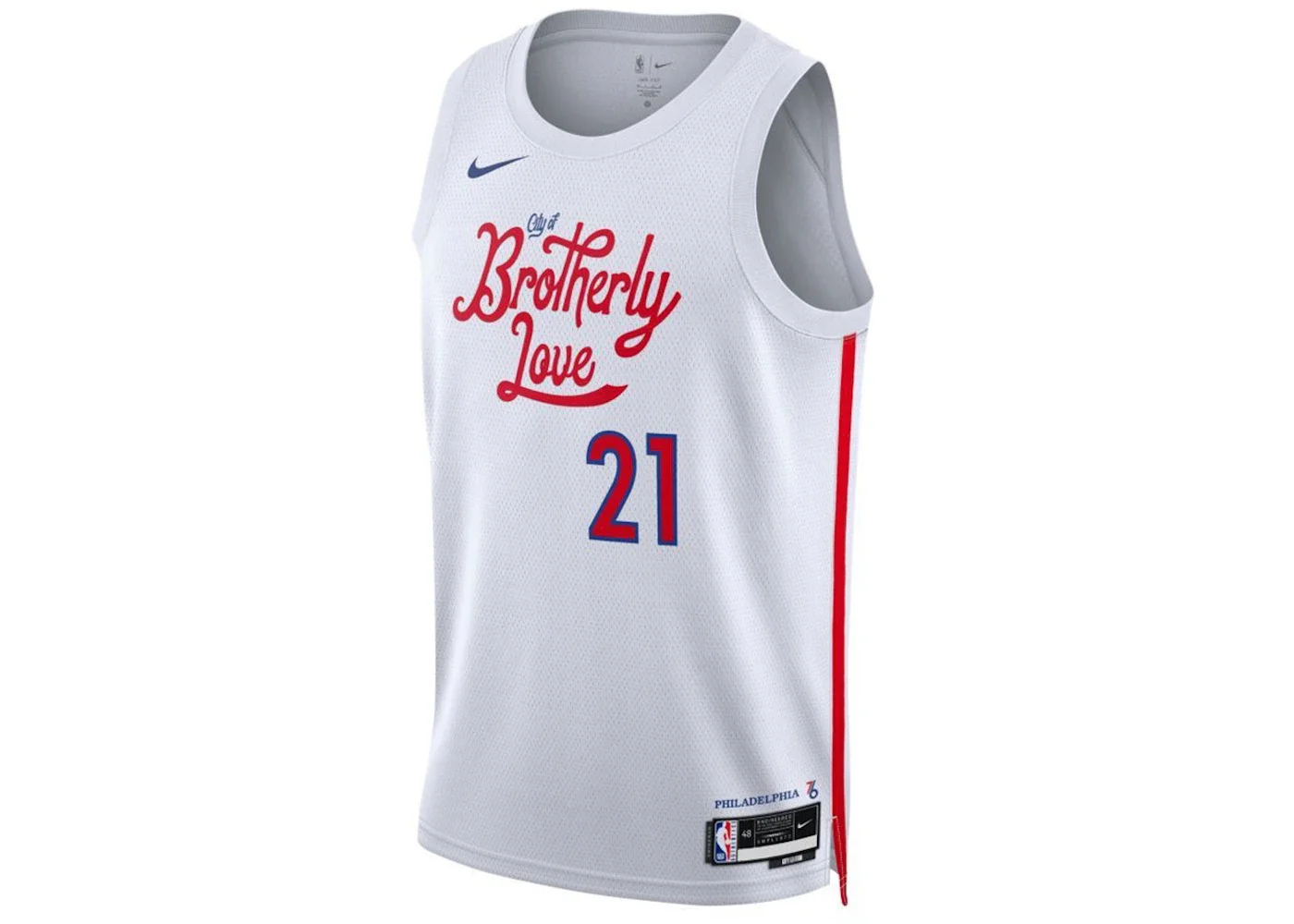 Nike NBA Joel Embiid Philadelphia 76ers City Edition 2022 Swingman Jersey White/Chicago Red - 1