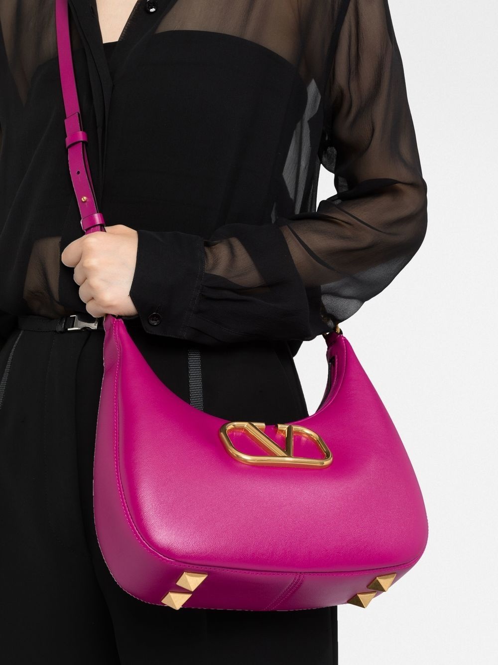 VLogo leather shoulder bag - 3