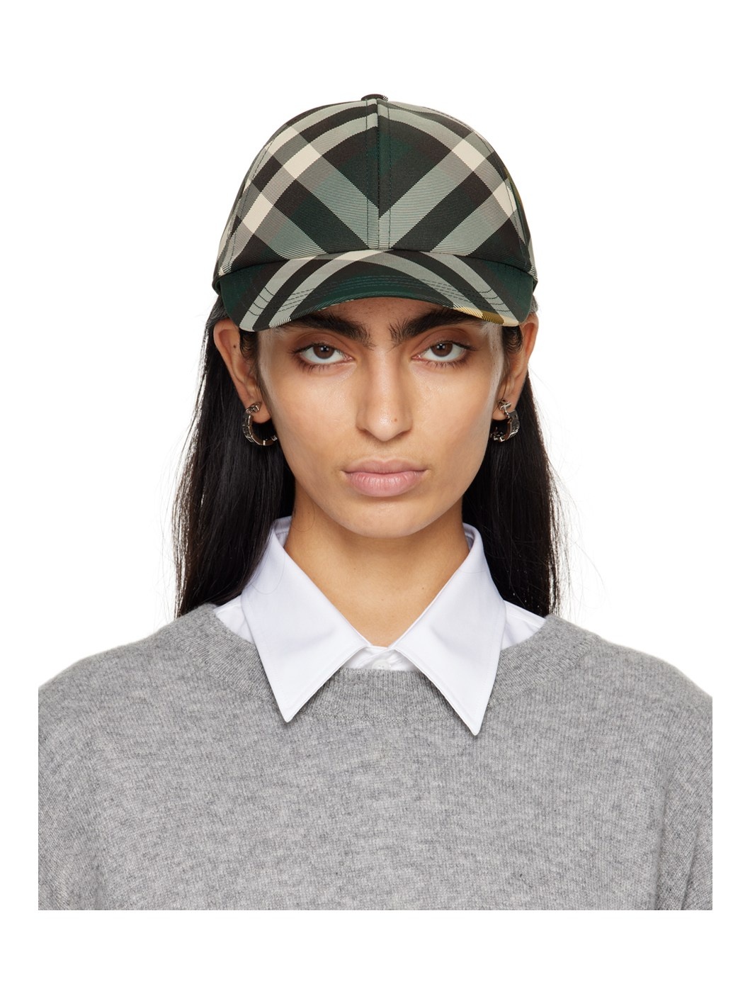 Green Check Baseball Cap - 1