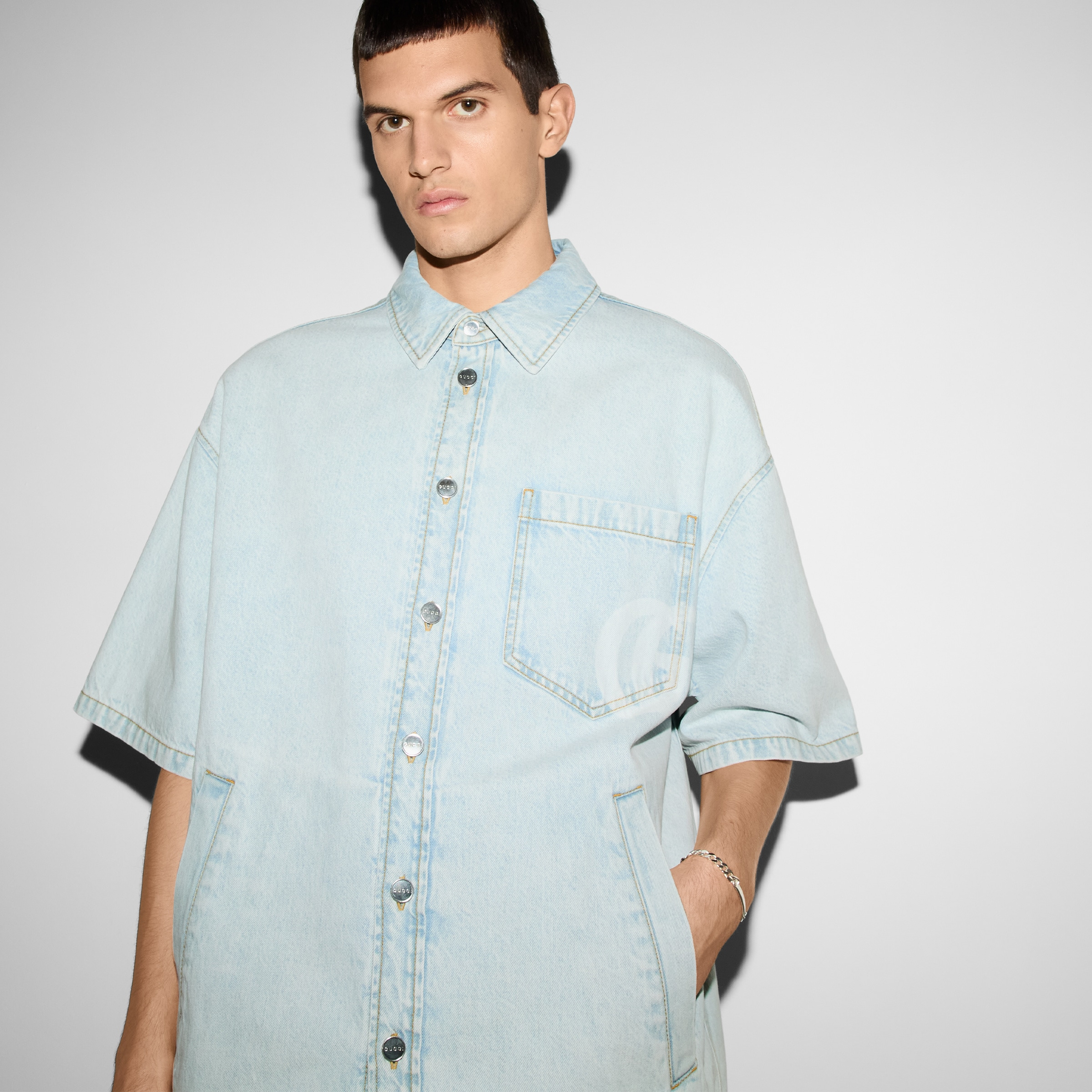 Lasered denim shirt - 5